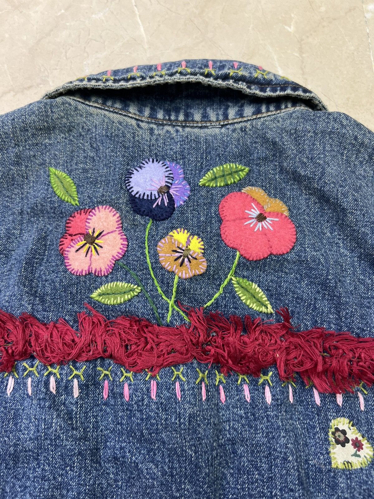 DKNY Vintage 1990s DKNY Jeans Embroidered Denim Vest Beaded Boho Size M / US 6-8 / IT 42-44 - 8 Thumbnail