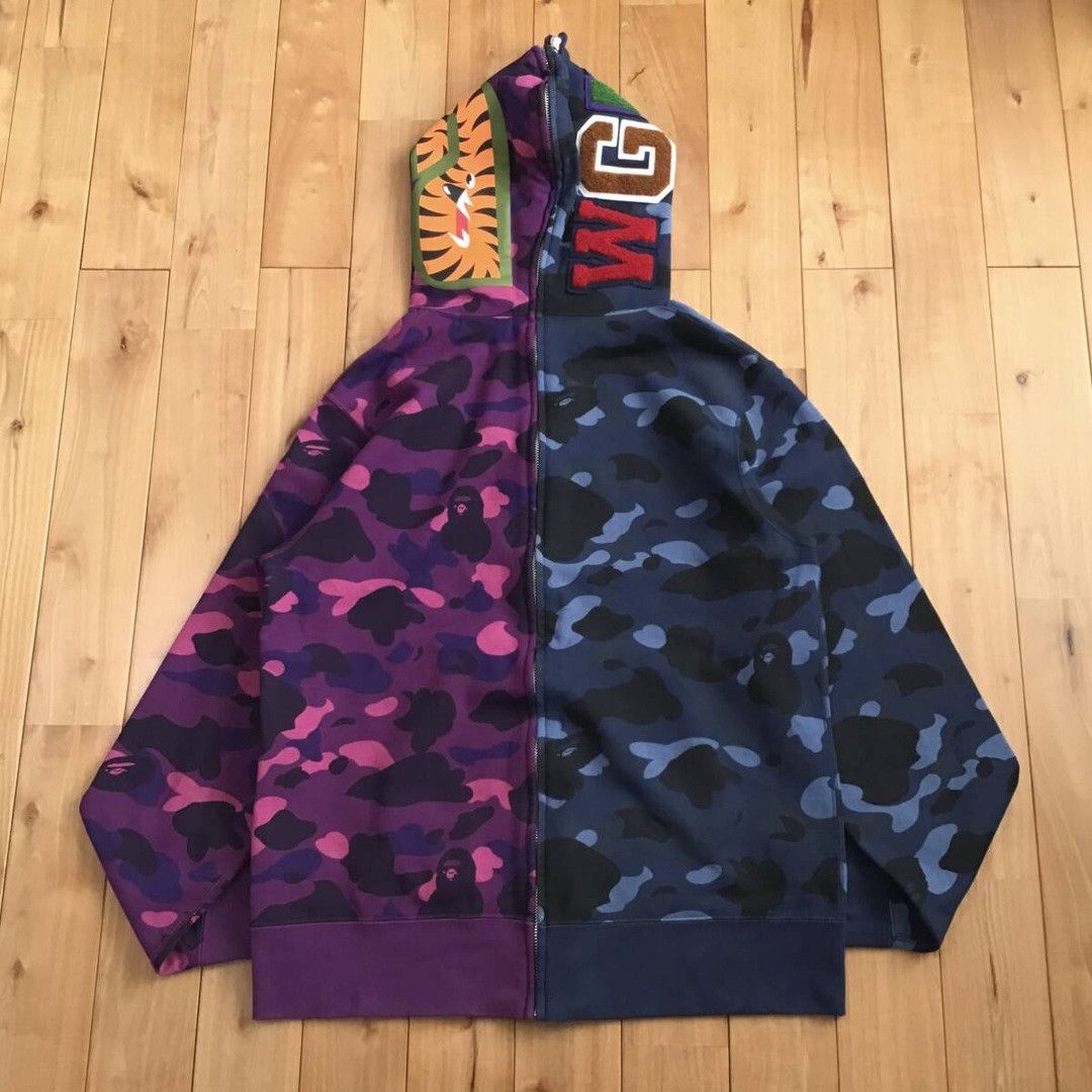 Bape BAPE Purple camo x Blue camo separate shark full zip hoodie Size US L / EU 52-54 / 3 - 3 Thumbnail
