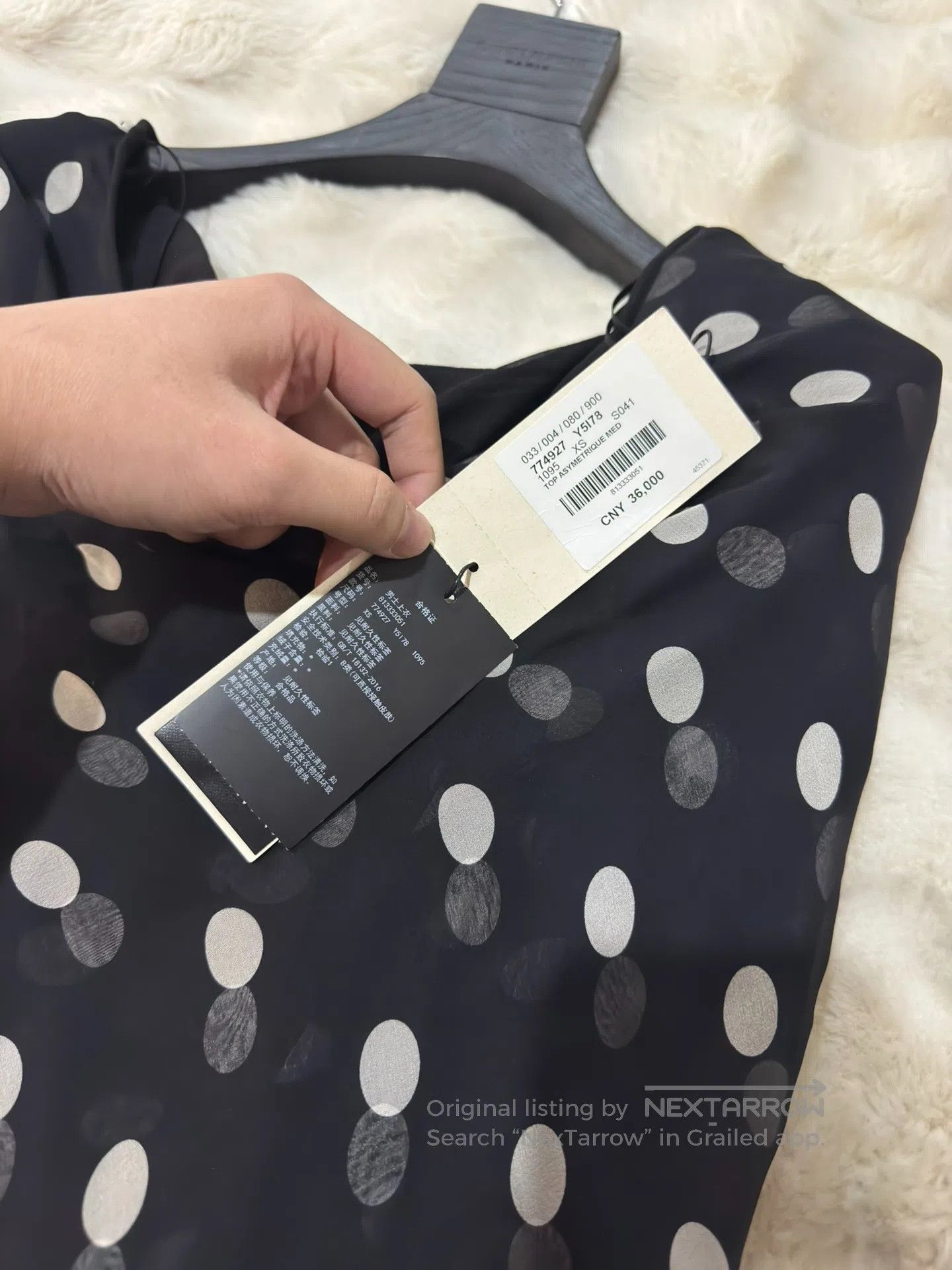 Saint Laurent Paris Saint Laurent Paris Silk Polka Dot Off-the-Shoulder Top| Size US XS / EU 42 / 0 - 5 Thumbnail