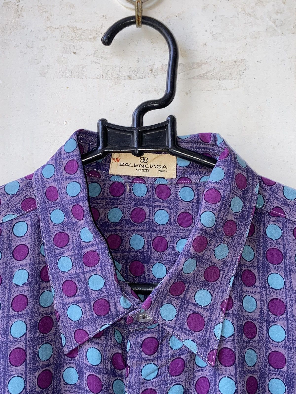 Balenciaga BALENCIAGA Purple Polkadot Patterned Shirt Size US L / EU 52-54 / 3 - 6 Thumbnail