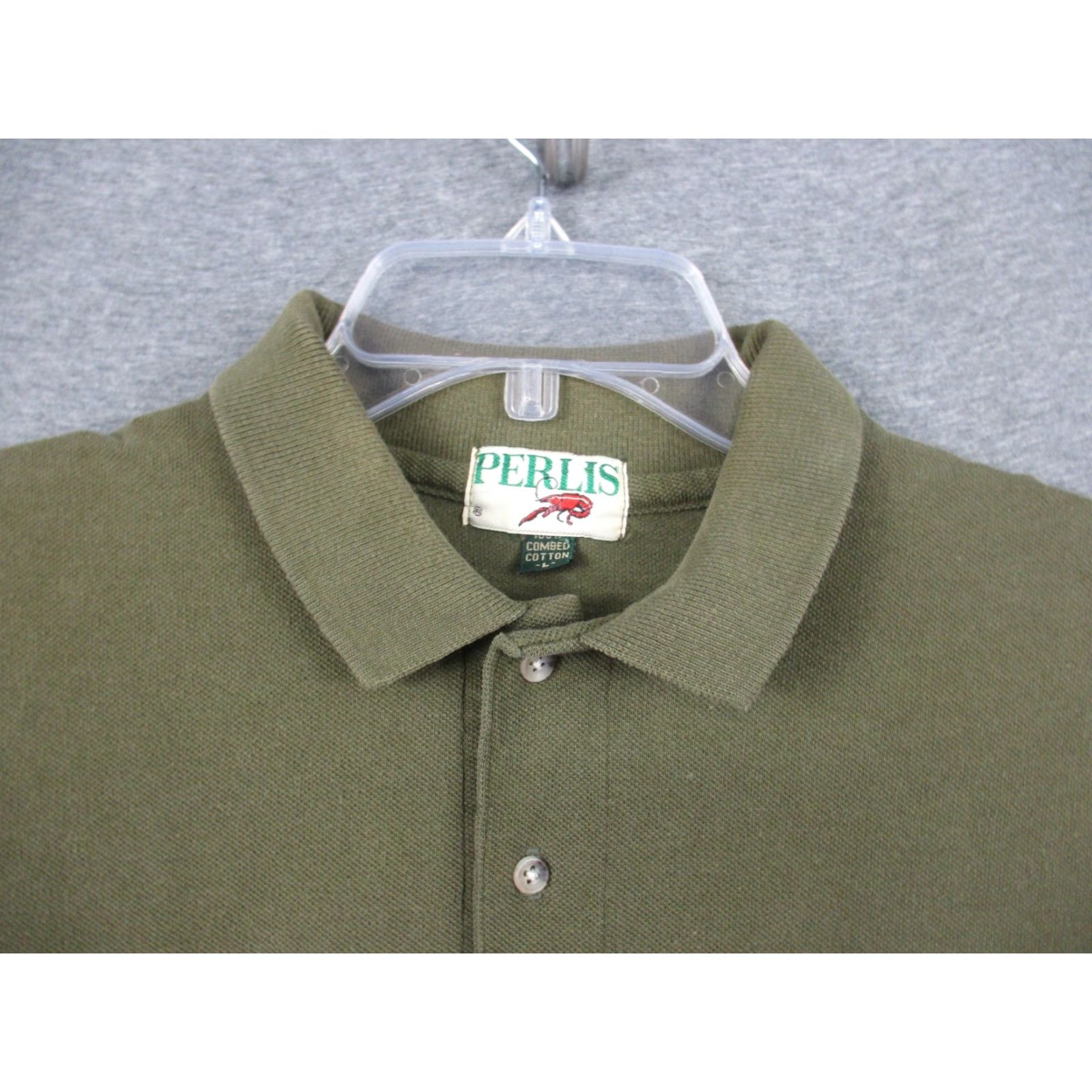 Vintage VINTAGE Perlis Mens Shirt Polo Large Cajun Crawfish Army Green Short Sleeve Size US L / EU 52-54 / 3 - 3 Thumbnail