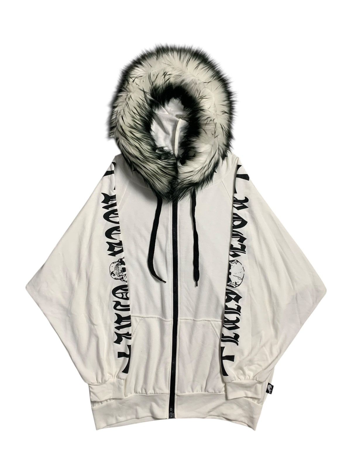 20471120 JAPANESE ROCK GIRL CROSS SKULL POEM FUR ZIP HOODIE BOXY SIZE Size US XL / EU 56 / 4 - 1 Thumbnail