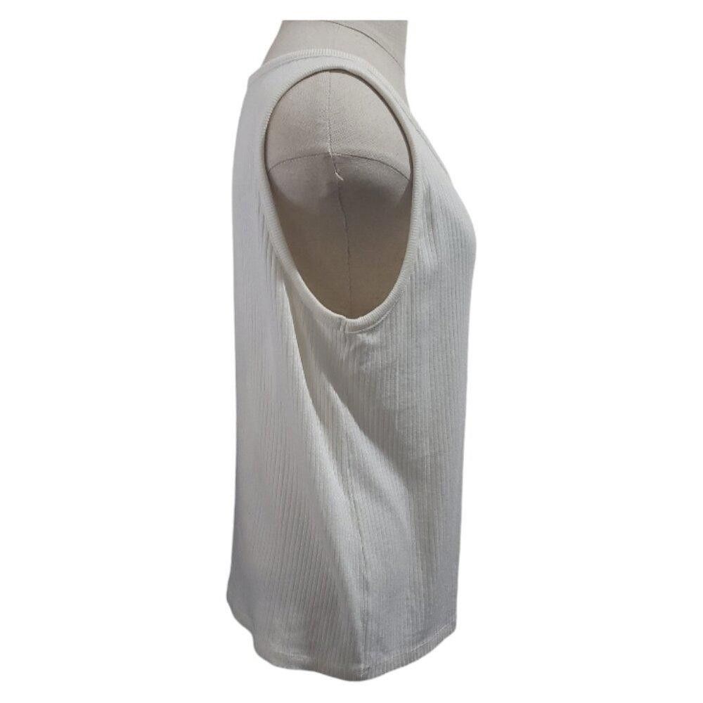 Designer CT1837 Haven Well Within Cream Ribbed Lounge Tank Top M Size M / US 6-8 / IT 42-44 - 3 Thumbnail