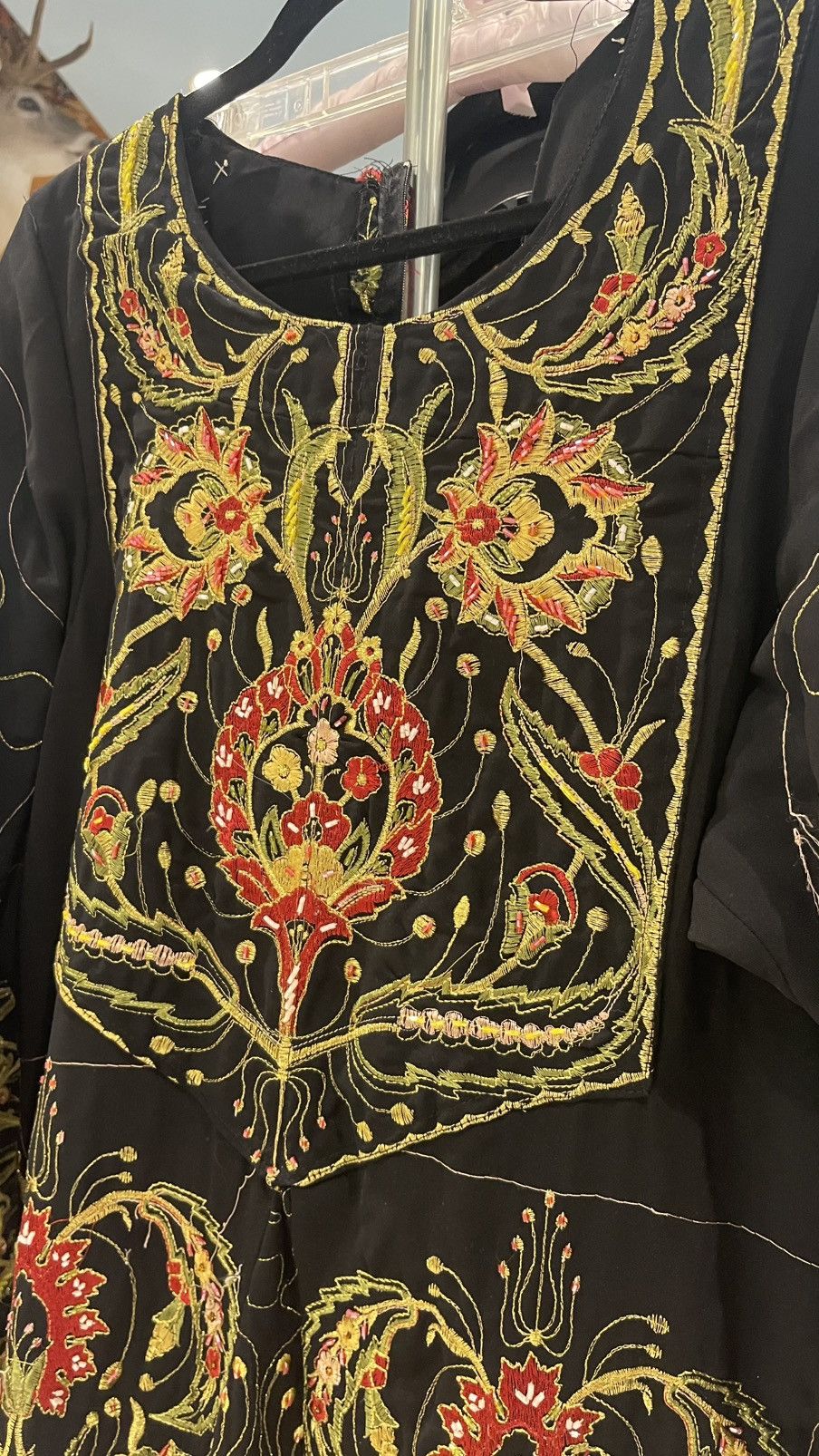 Vintage Embellished full length sequin embroidered floral gown Size L / US 10 / IT 46 - 4 Thumbnail