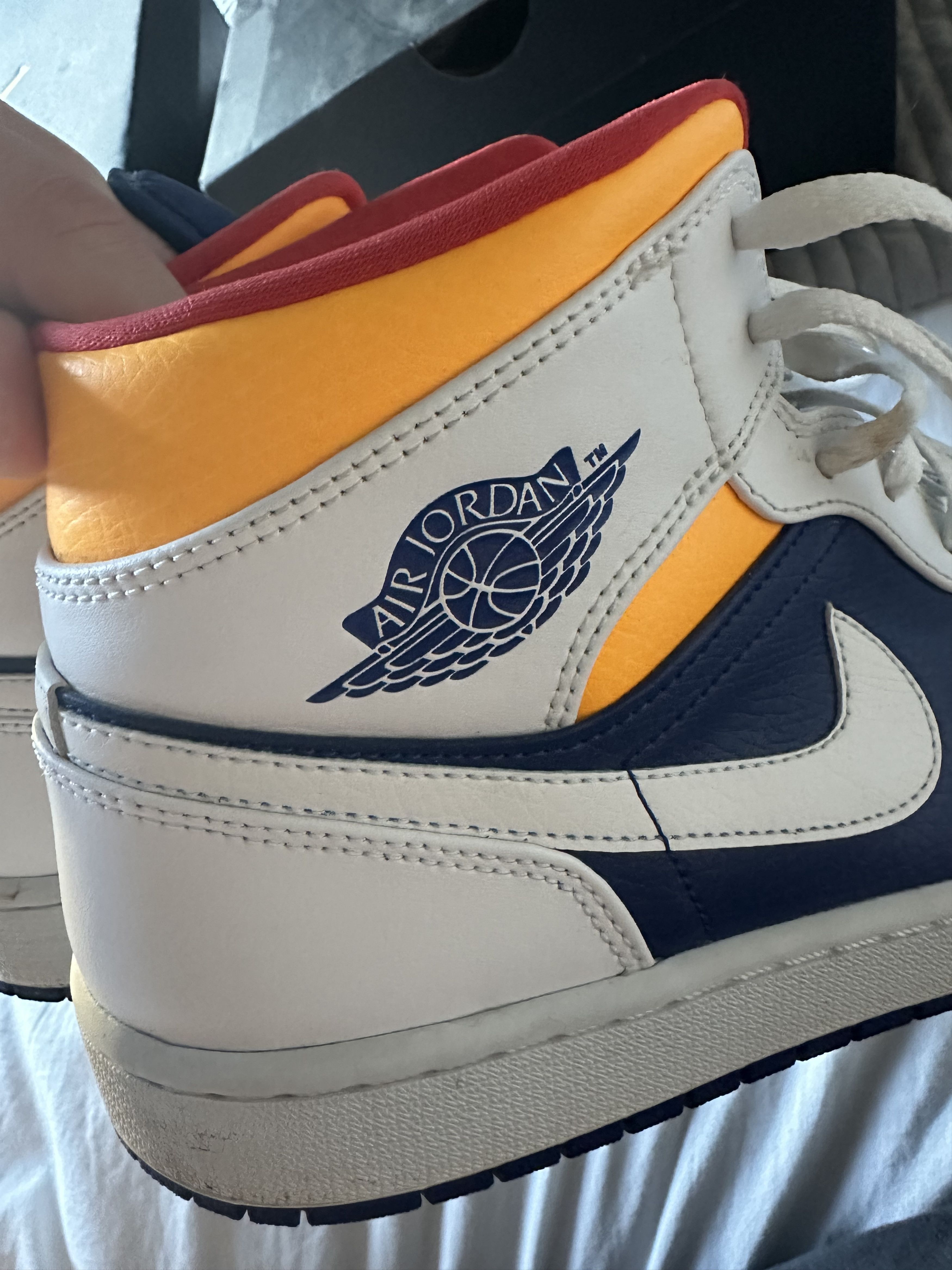 Nike Jordan 1 mid royal blue laser orange Size US 11 / EU 44 - 9 Thumbnail