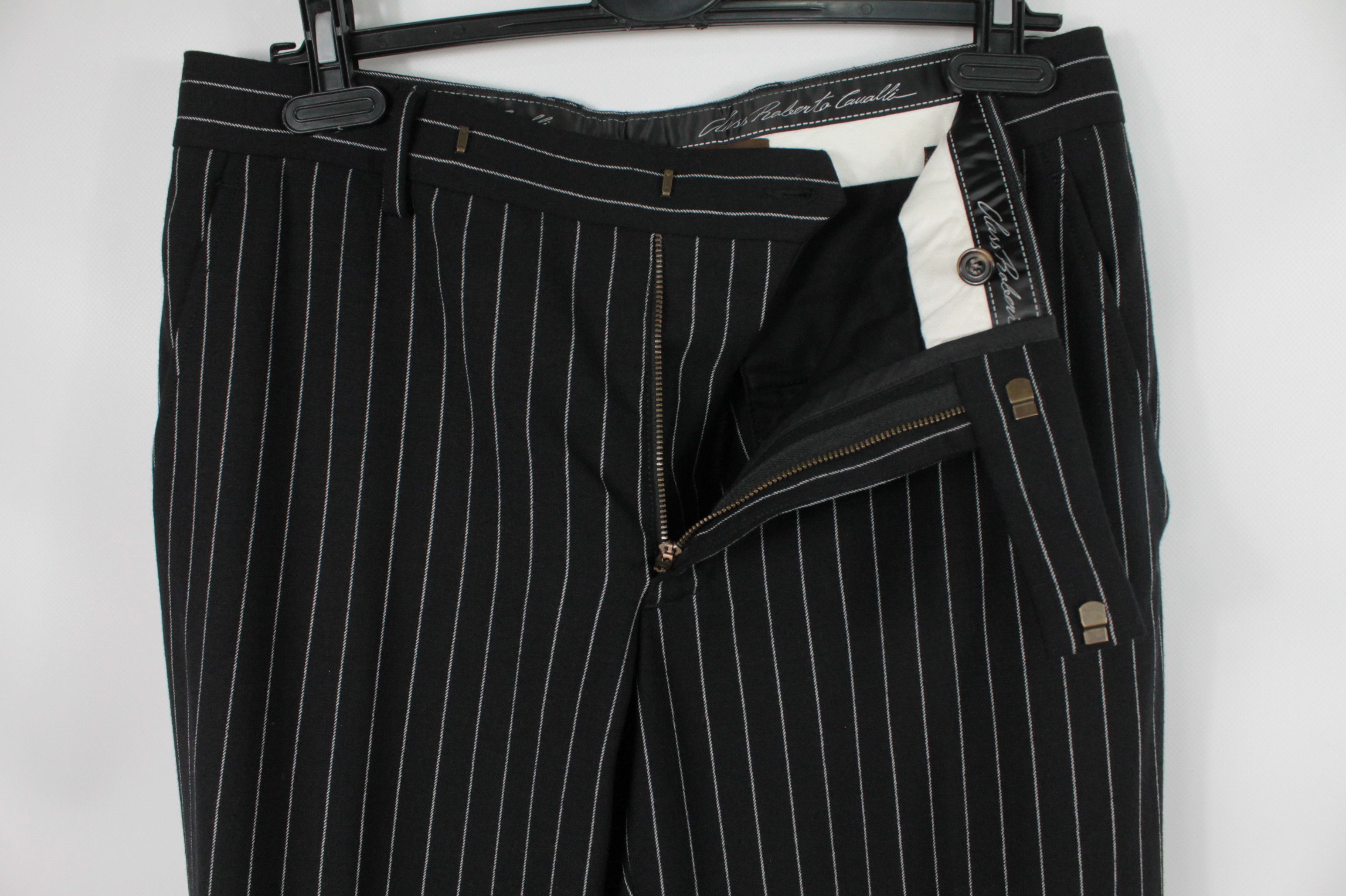 Roberto Cavalli Roberto Cavalli Class Black Striped Wool Formal Women's Suit Size XL / US 12-14 / IT 48-50 - 16 Thumbnail