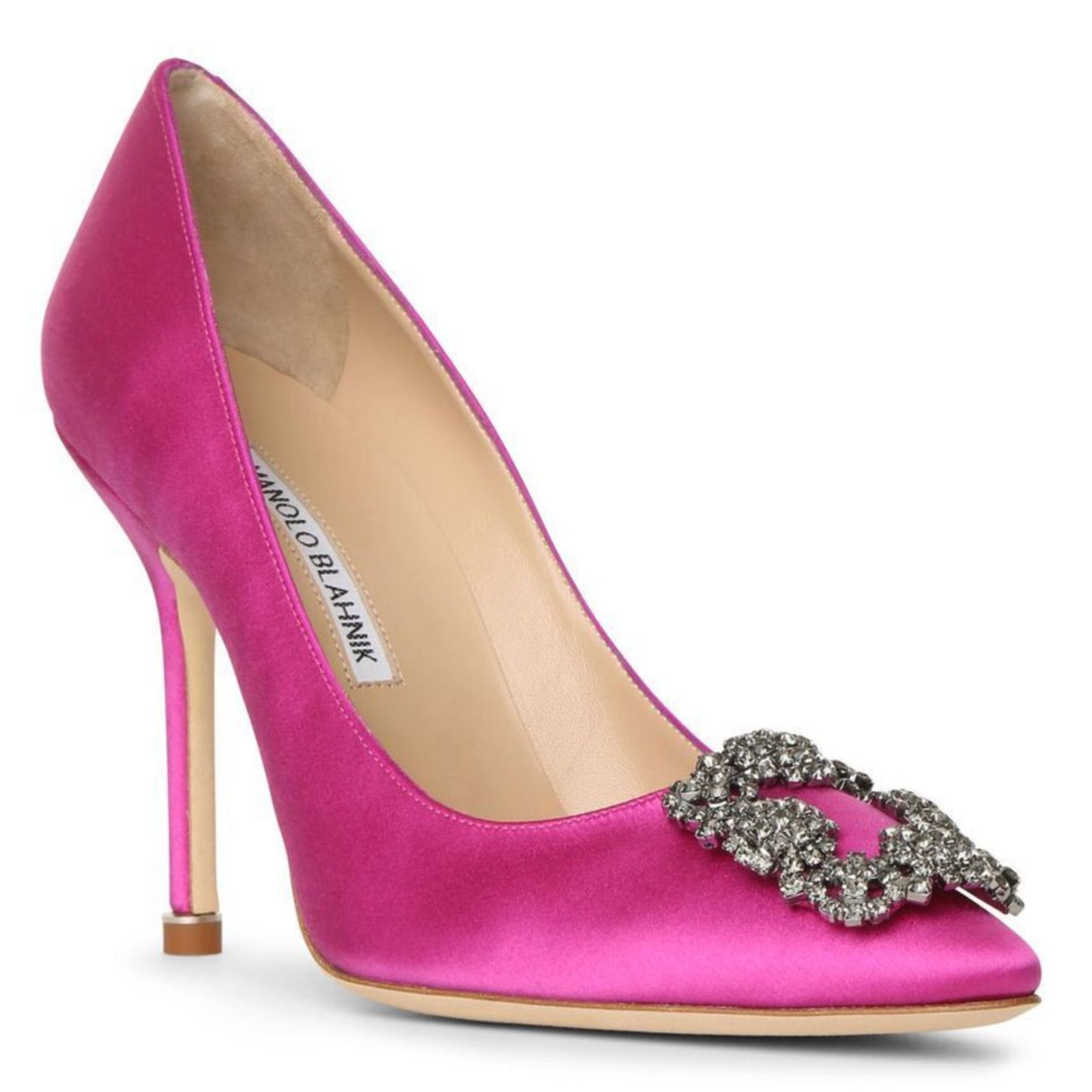 Manolo Blahnik Hangisi 105 Satin Crystal Jewel Buckle Heel Pump 38 Size US 8 / IT 38 - 1 Thumbnail