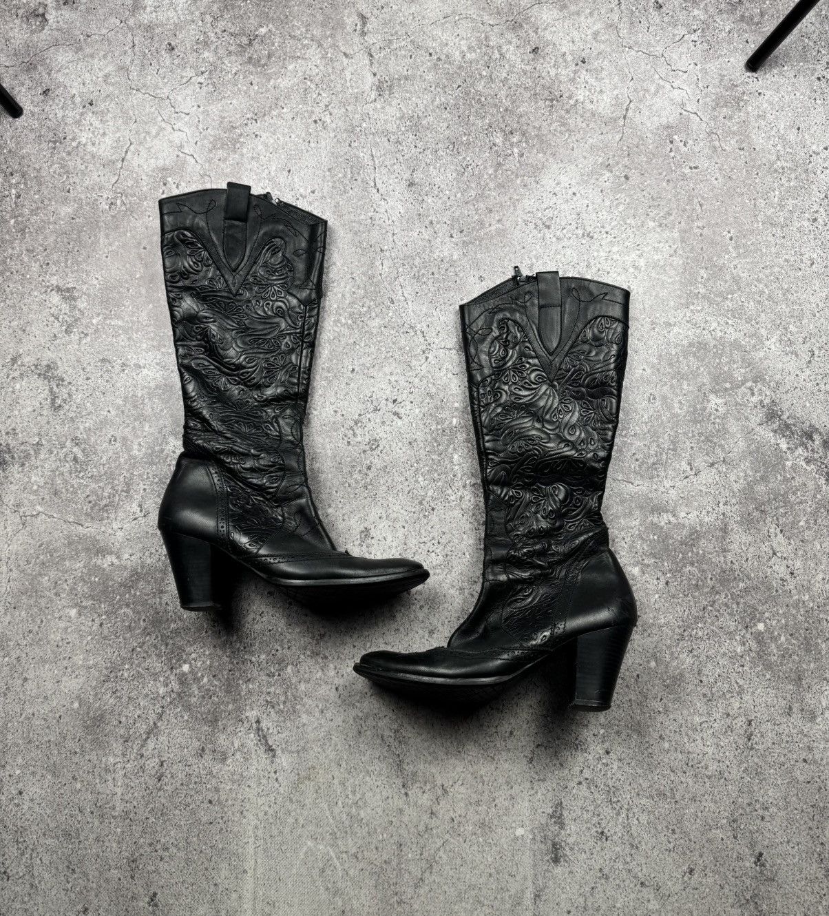 If Six Was Nine Vintage AS 98 Heel Rick Owens Style Western Leather Bots Y2K Size US 9 / IT 39 - 1 Thumbnail