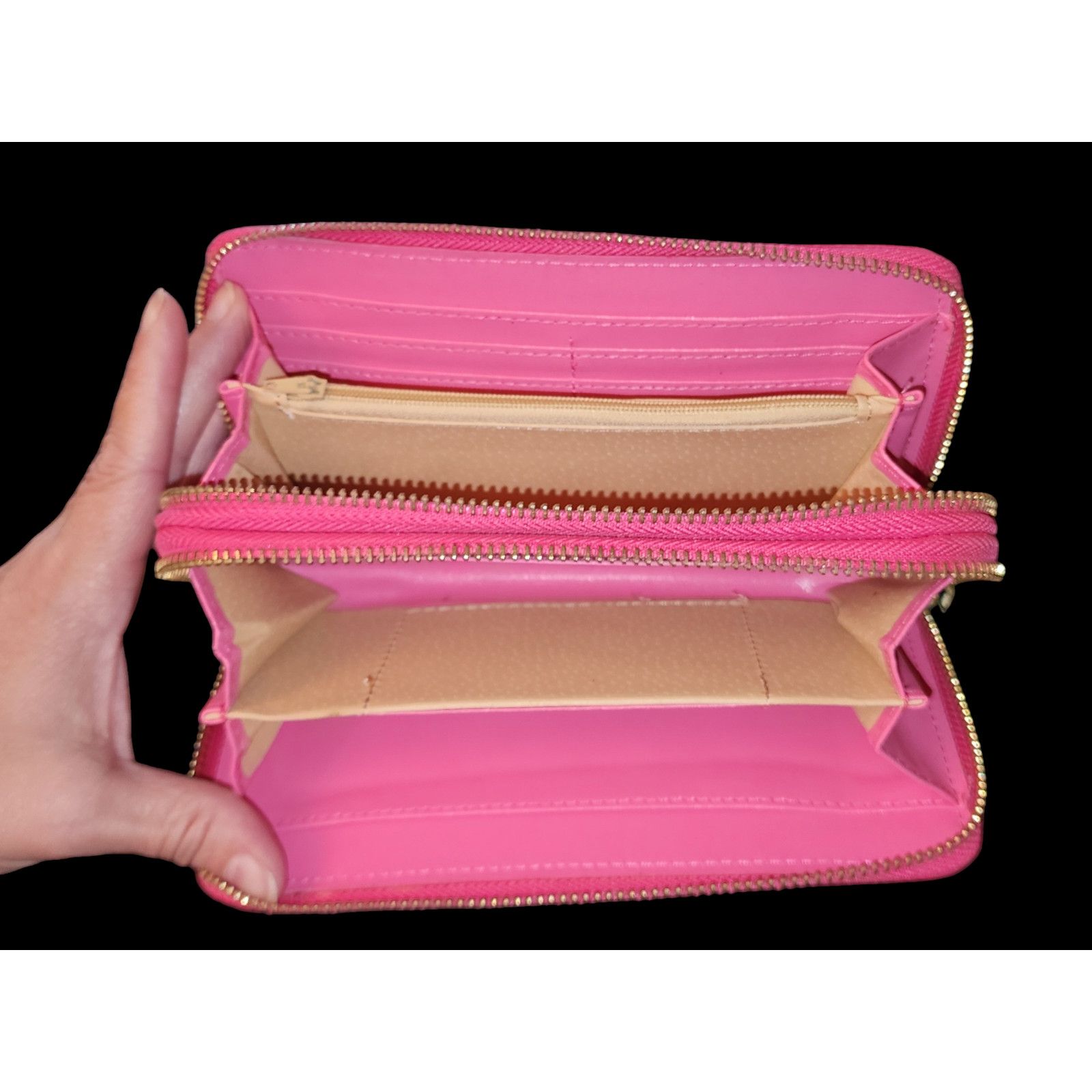 Unknown London Bright Pink faux leather clutch wristlet Size ONE SIZE - 3 Thumbnail