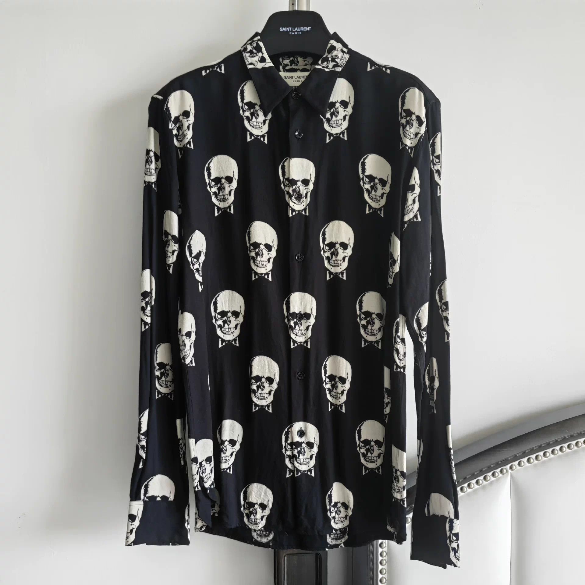 Saint Laurent Paris SLP 15SS Skull Shirt 40 (9/10) Size US XXS / EU 40 - 1 Thumbnail