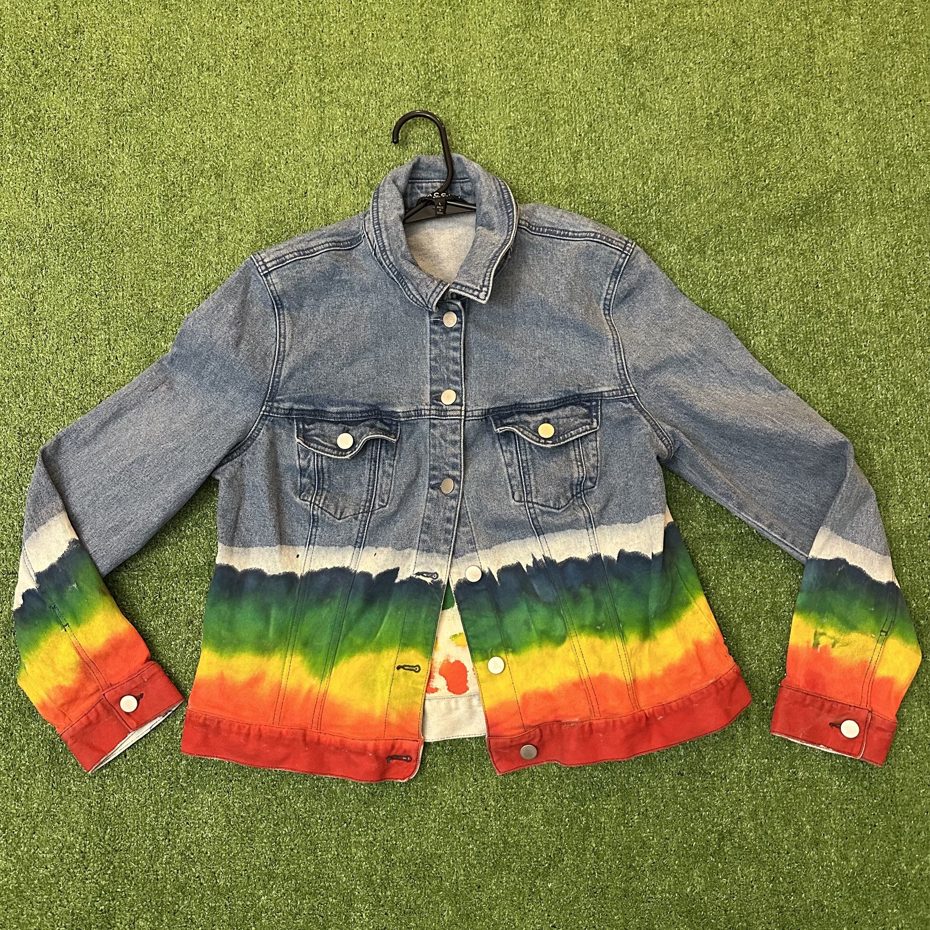 Other Women's Baccini Los Angeles Denim/Tie-Dye Jean Jacket Size L / US 10 / IT 46 - 1 Thumbnail