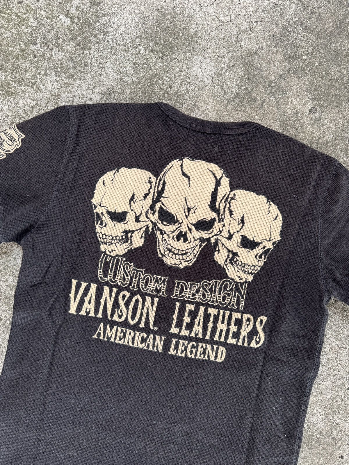 Vanson Leathers Vanson Leathers Bone Cross Skull Waffle Tee Size US M / EU 48-50 / 2 - 2 Thumbnail