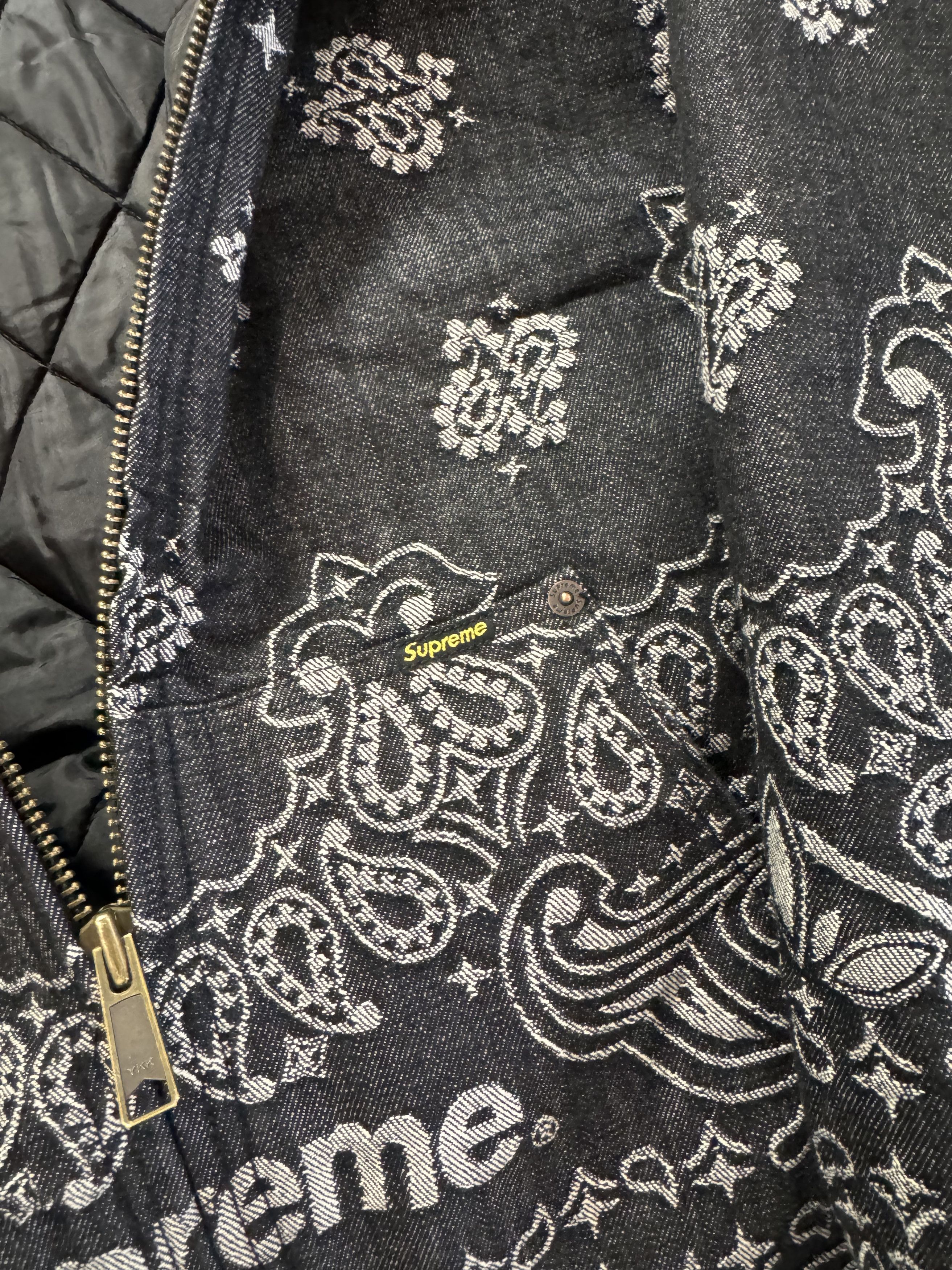 Supreme Supreme Bandana Jacquard Denim Hooded Work Jacket Black Size US L / EU 52-54 / 3 - 12 Thumbnail