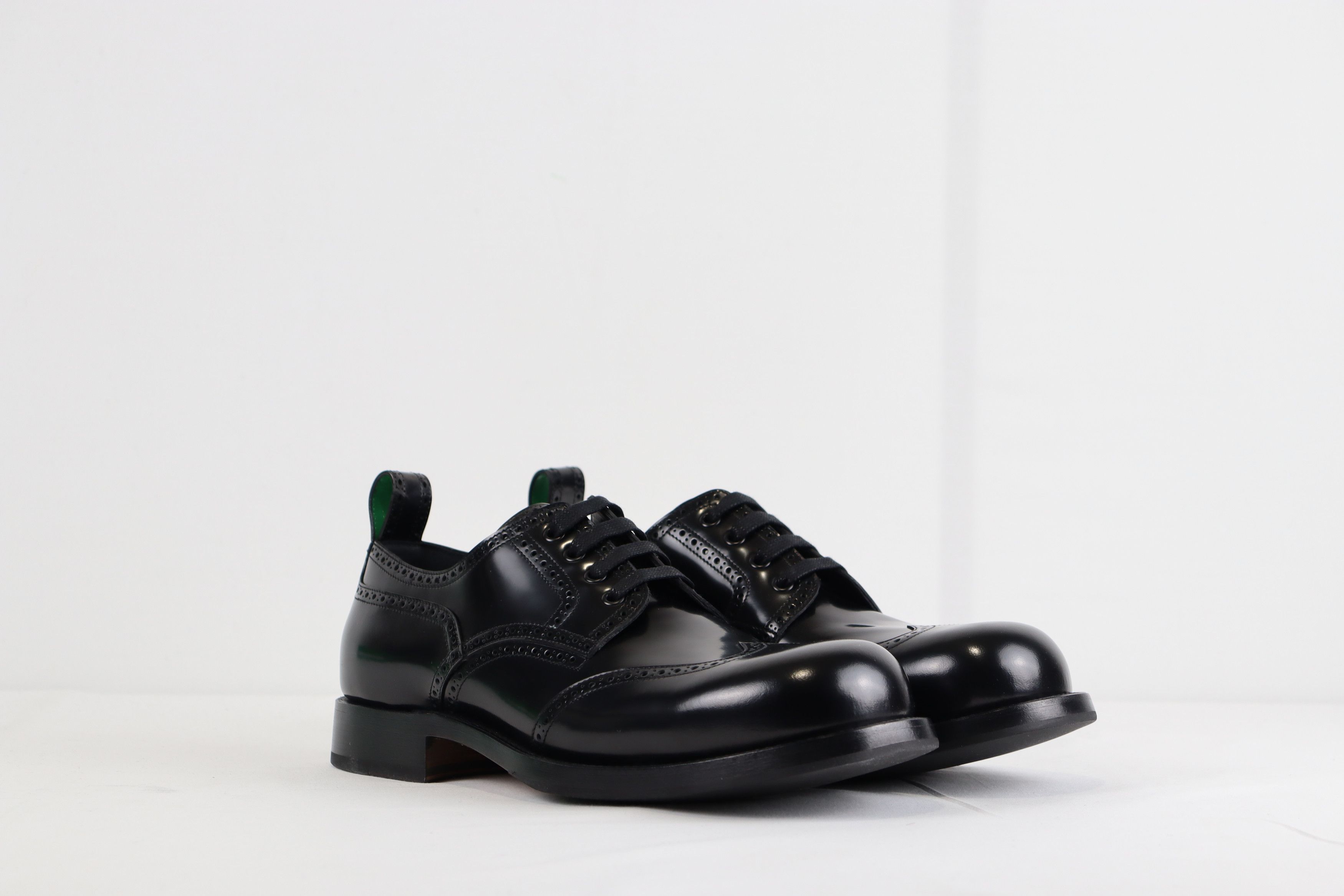 image of Bottega Veneta O1Rshd Lace Up Leather Boots In Gloss Vinyl In Black, Men's (Size 12)