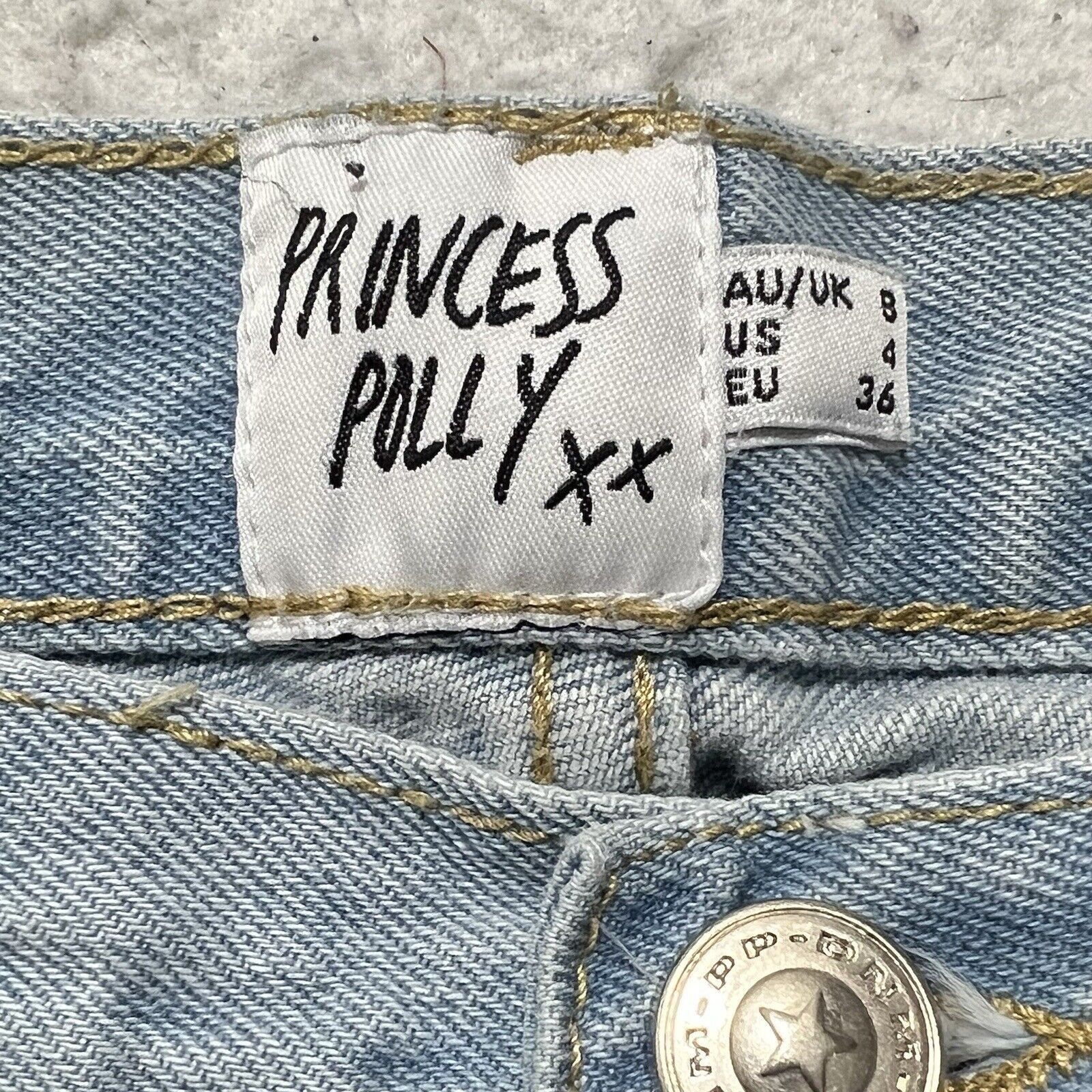 PRINCESS POLLY Princess Polly 4 (28x25) Straight Leg High Rise Ripped Jeans Size 27" / US 4 / IT 40 - 4 Thumbnail