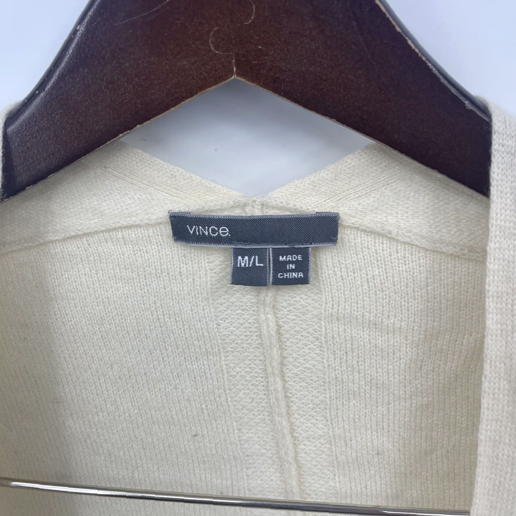 Vince Vince Wrap Womens L Cream Striped Open Front Cardigan Sweater READ Bohemian Designer Classic Vintage No Size L / US 10 / IT 46 - 7 Thumbnail