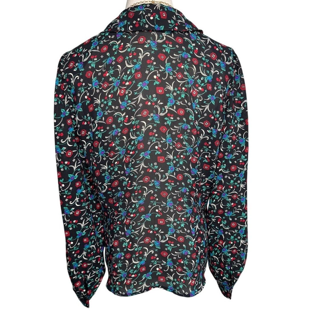 Vintage Vintage 70s/80s floral round collar secretary blouse size M Size M / US 6-8 / IT 42-44 - 4 Thumbnail