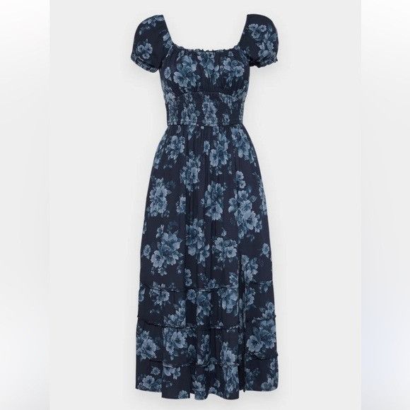 Hollister Hollister & Co Sadie Dark Blue Smocked Navy Blue Floral Dres Size S / US 4 / IT 40 - 7 Thumbnail
