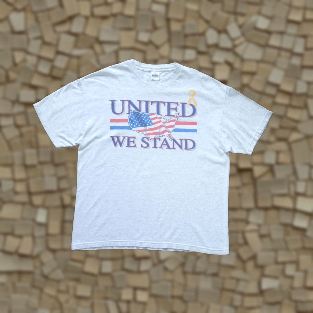 Vintage VINTAGE USA MADE VTG 90s COTTON FLAG UNITED WE STAND GRAY T SHIRT XL Mens Size US XL / EU 56 / 4 - 1 Thumbnail