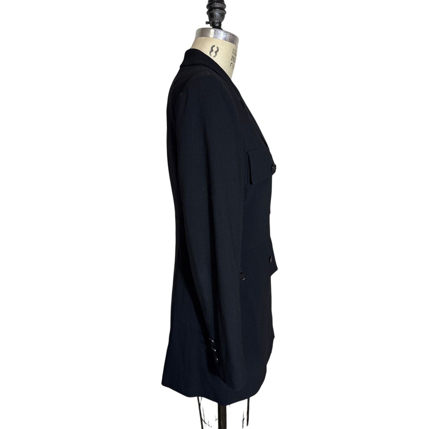 Chanel Vintage 90s Chanel Long 4 Pocket Wool Blazer in Black Size XL / US 12-14 / IT 48-50 - 6 Thumbnail
