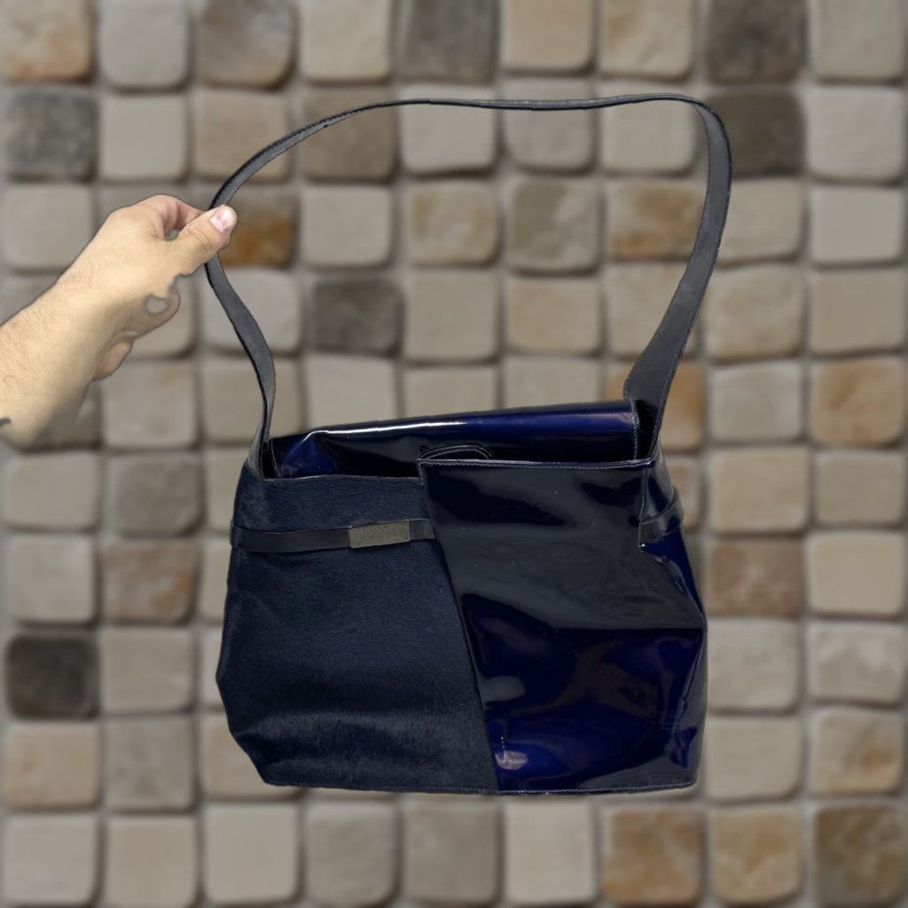 Escada VINTAGE Escada Handbags Navy Blue Patent Leather Inner Pockets Shoulder Strap Navy Womens Medium Bag 12 x 10 in - Classic Shoulder Bag - EsCADA Size ONE SIZE - 1 Thumbnail