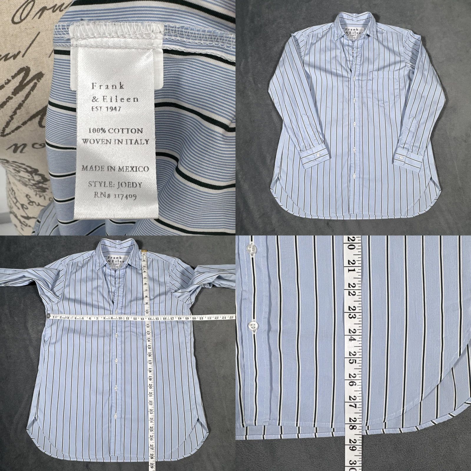 Frank & Eileen Frank & Eileen Shirt Womens XS Blue Striped Joedy Tunic Button Up Cotton Top Size XS / US 0-2 / IT 36-38 - 8 Thumbnail