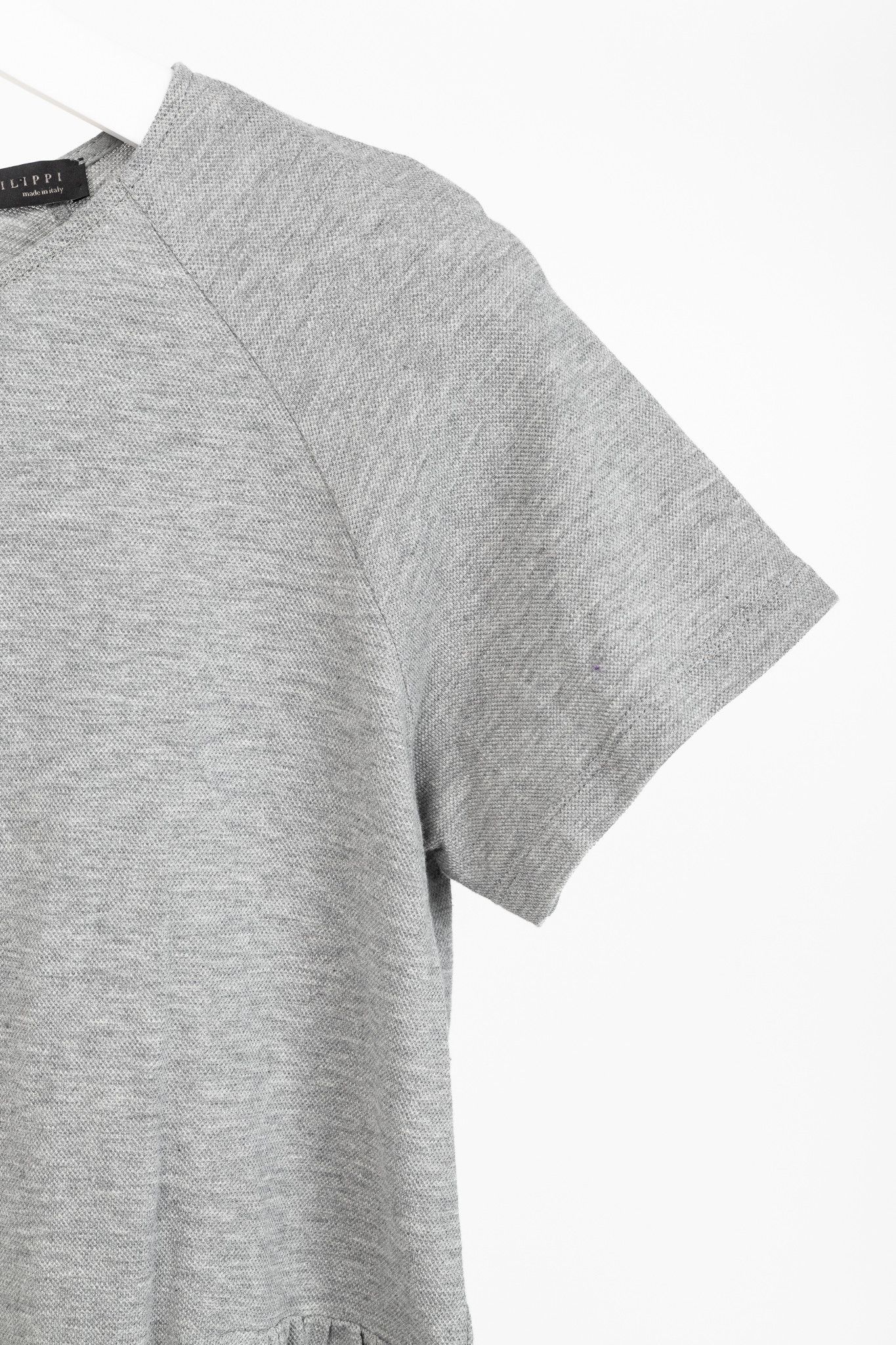 Fabiana Filippi Fabiana Filippi Grey Cotton-Pique Monili Peplum T-Shirt Size S / US 4 / IT 40 - 5 Thumbnail