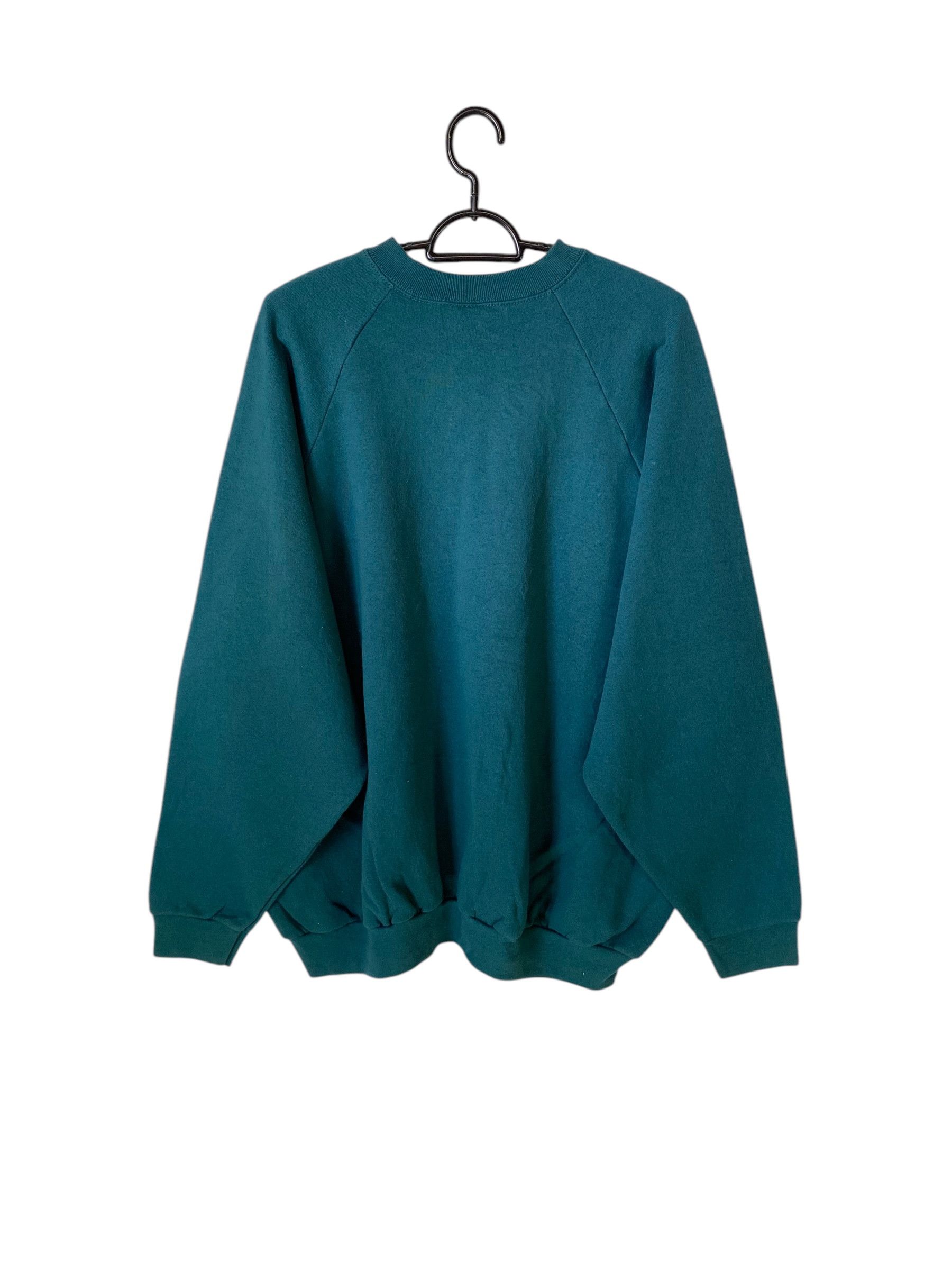 Fruit Of The Loom Vintage 90s Fruit of the loom green plain sweatshirt Size US XL / EU 56 / 4 - 2 Thumbnail