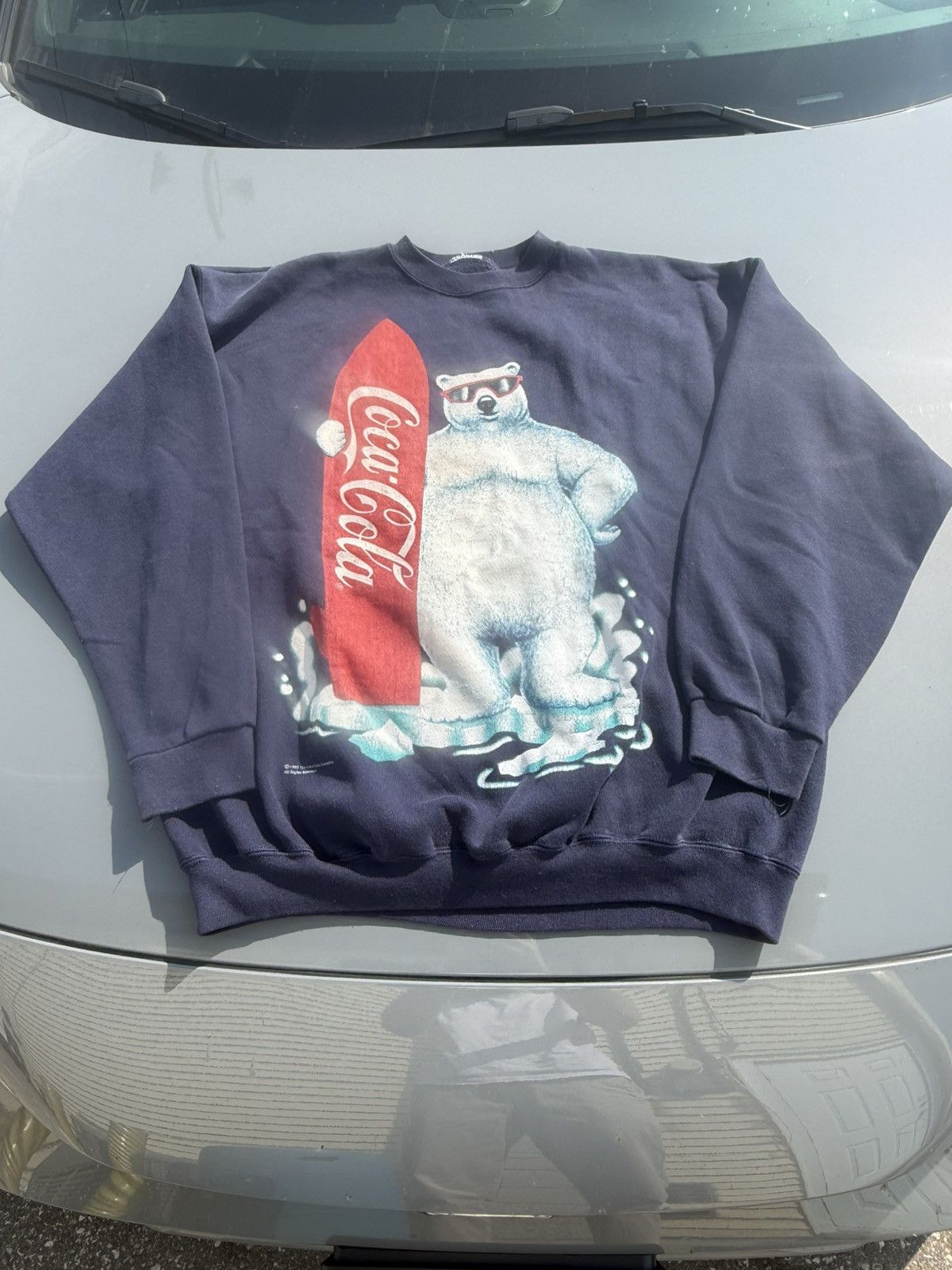 Coca Cola 1995 Coca Cola Surfing Polar Bear Sweatshirt Size US L / EU 52-54 / 3 - 1 Thumbnail