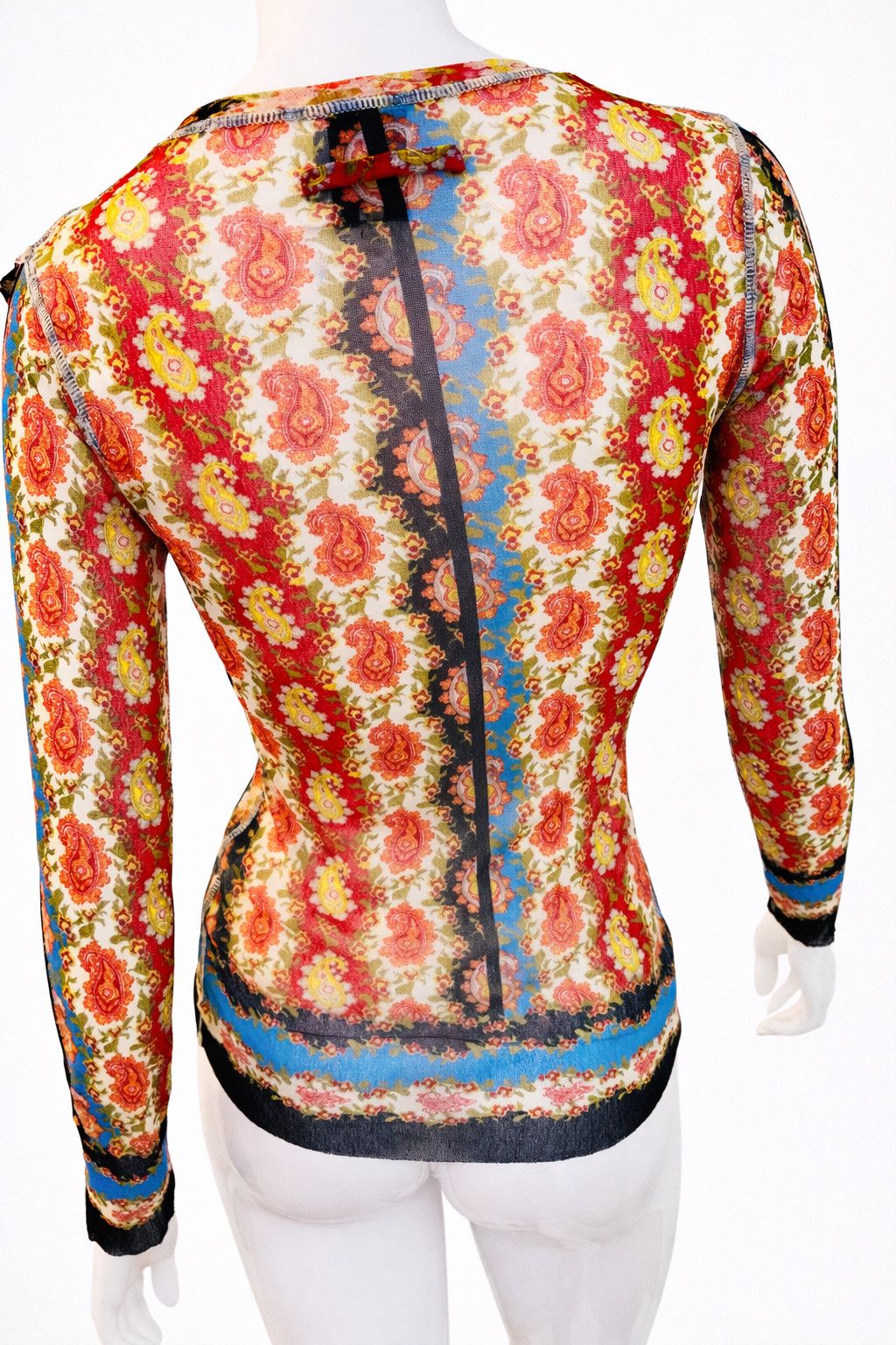 Jean Paul Gaultier Jean Paul Gaultier Mesh Top | Paisley Scarf Print | Sheer Size US S / EU 44-46 / 1 - 8 Thumbnail