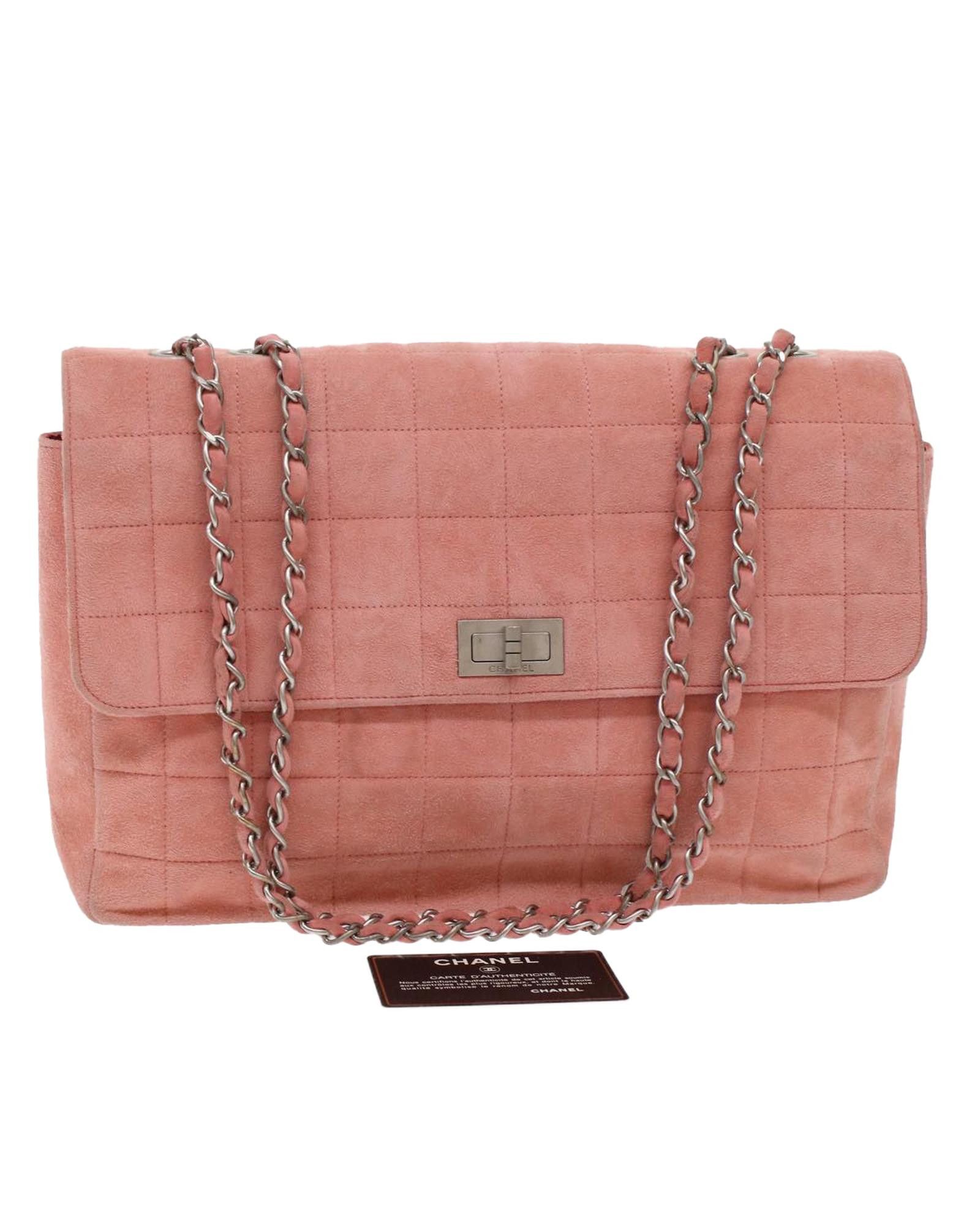 image of Chanel Charming Pink Suede Shoulder Bag, Women's