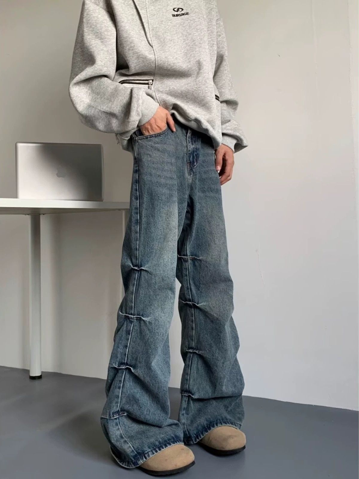 Japanese Brand Men's American hip-hop washed distressed retro jeans Size US 32 / EU 48 - 1 Thumbnail
