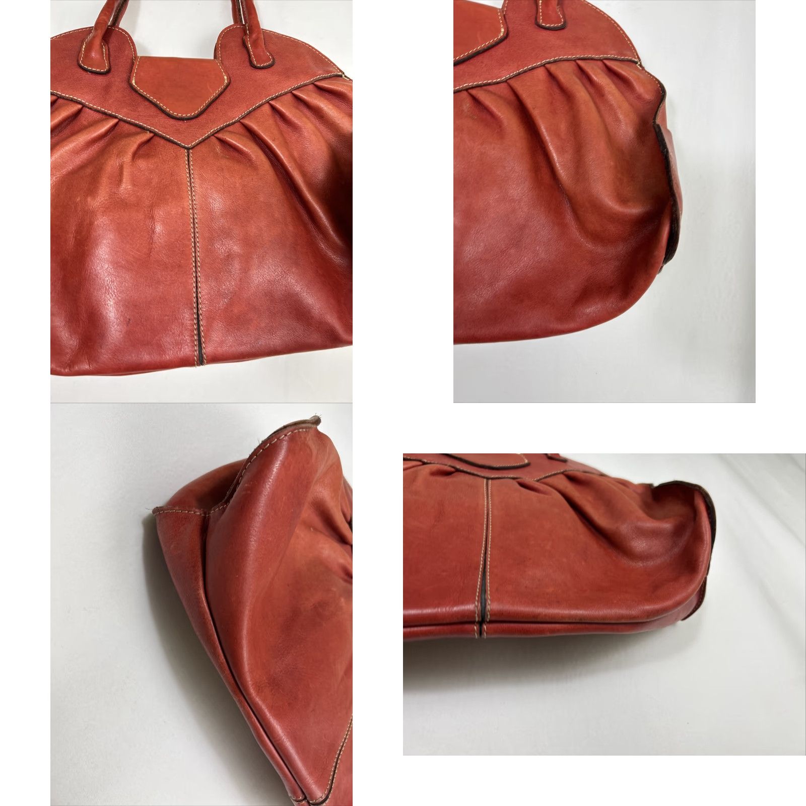 Patricia Nash VINTAGE Patricia Nash Satchel/Top Handle Bag Women Dusky Red Leather Lione 18x11 Brown Lining Size ONE SIZE - 9 Thumbnail
