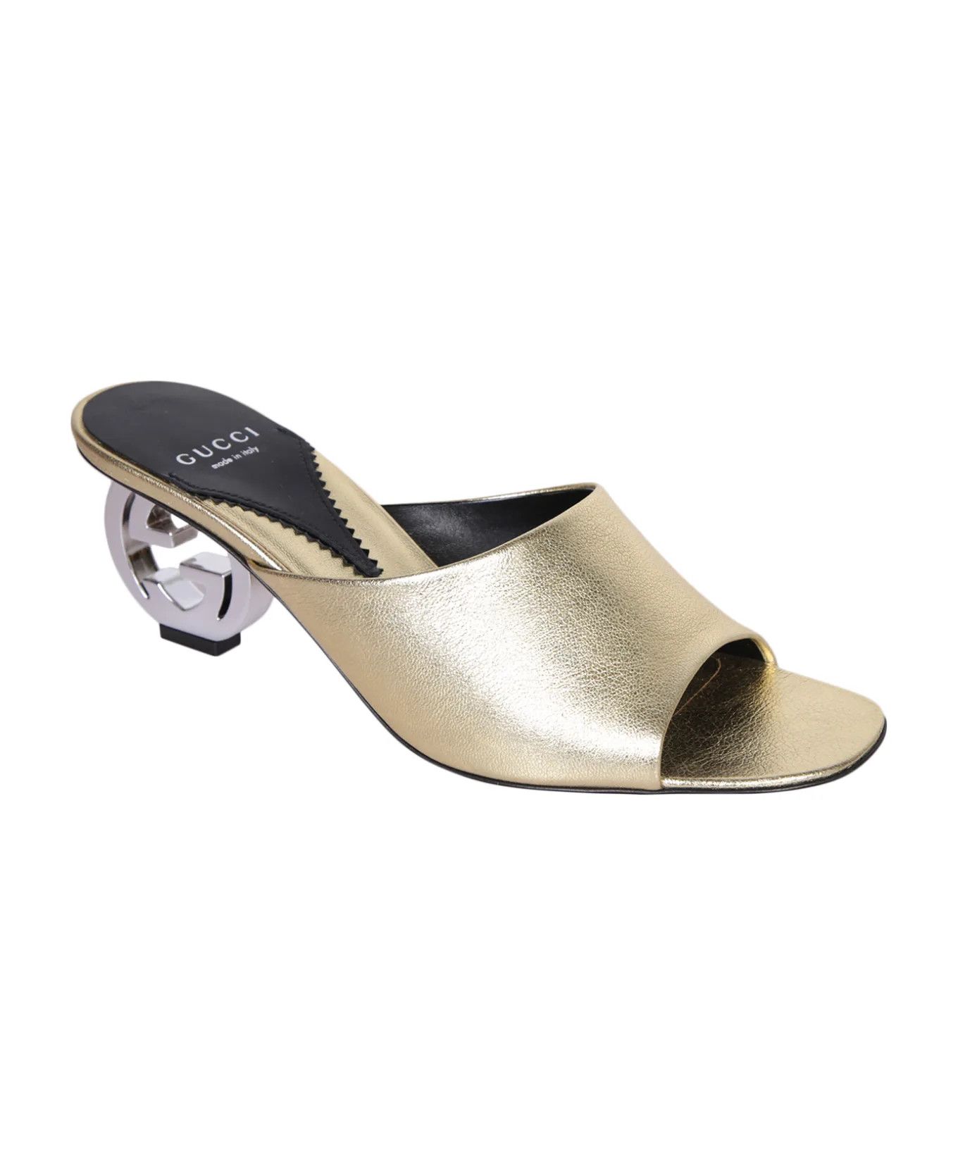 GU o1s1wg110425 Gg Heeled Mules Sandals in Metallic Size US 5 / IT 35 - 2 Thumbnail