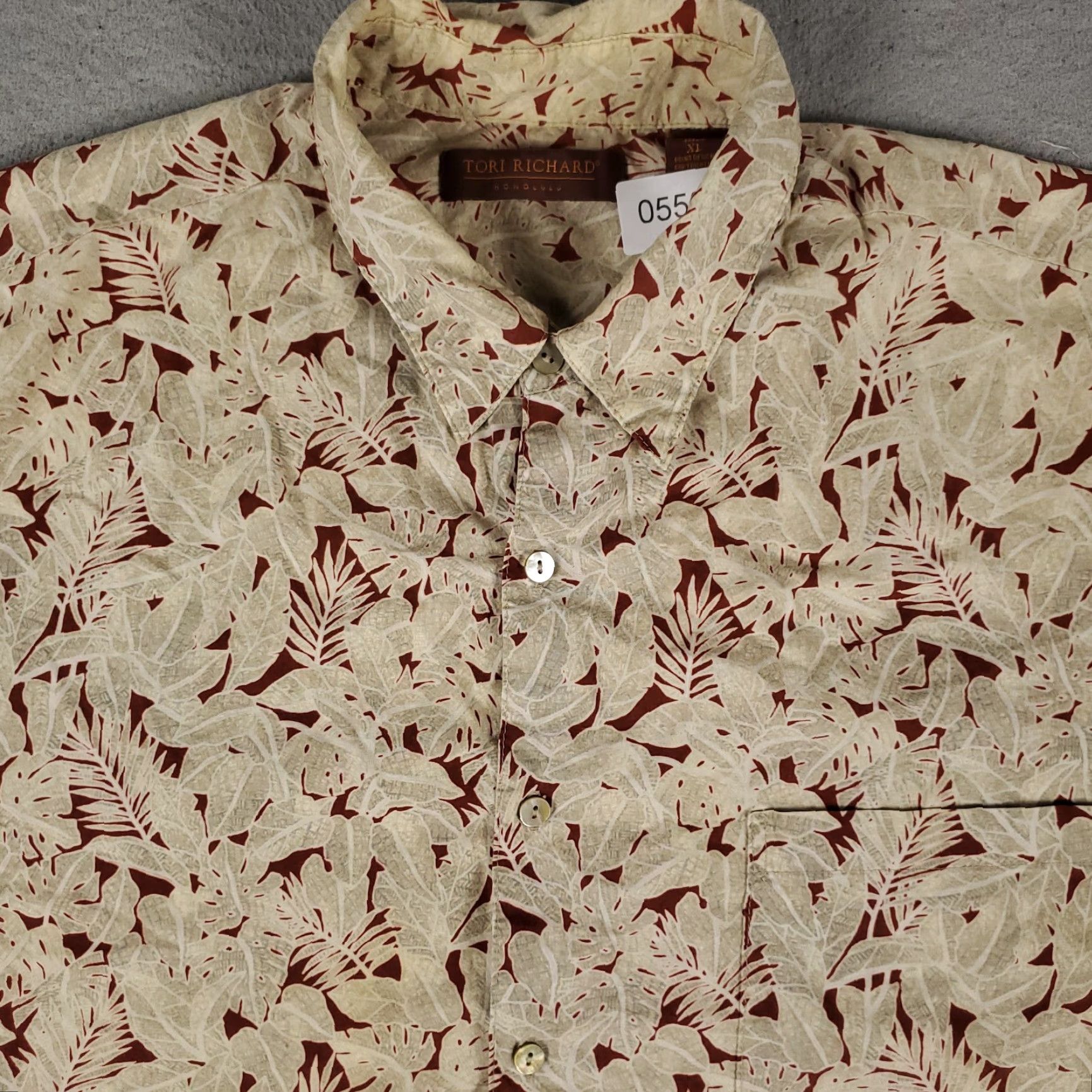 Tori Richard Tori Richard Hawaiian Shirt Button-Up Mens XL Beige Leaf Print Short Sleeve Casual Aloha Size US XL / EU 56 / 4 - 2 Thumbnail