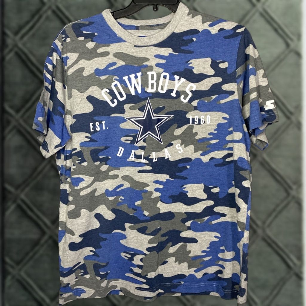 NFL Dallas Cowboys Starter T Shirt Mens XL Blue Camo Star Logo NFL 24x30 Size US XL / EU 56 / 4 - 1 Thumbnail