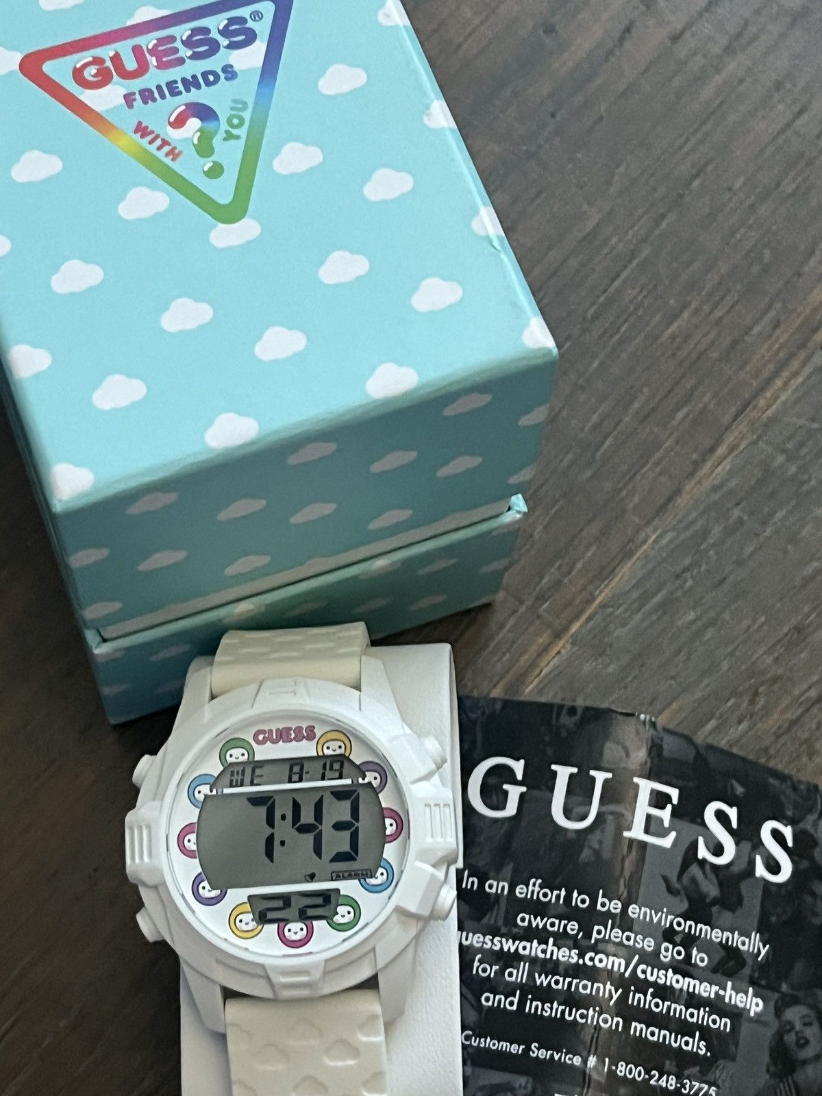 Guess NIB Guess x Friends With You White Silicon Digital Watch Size ONE SIZE - 8 Thumbnail