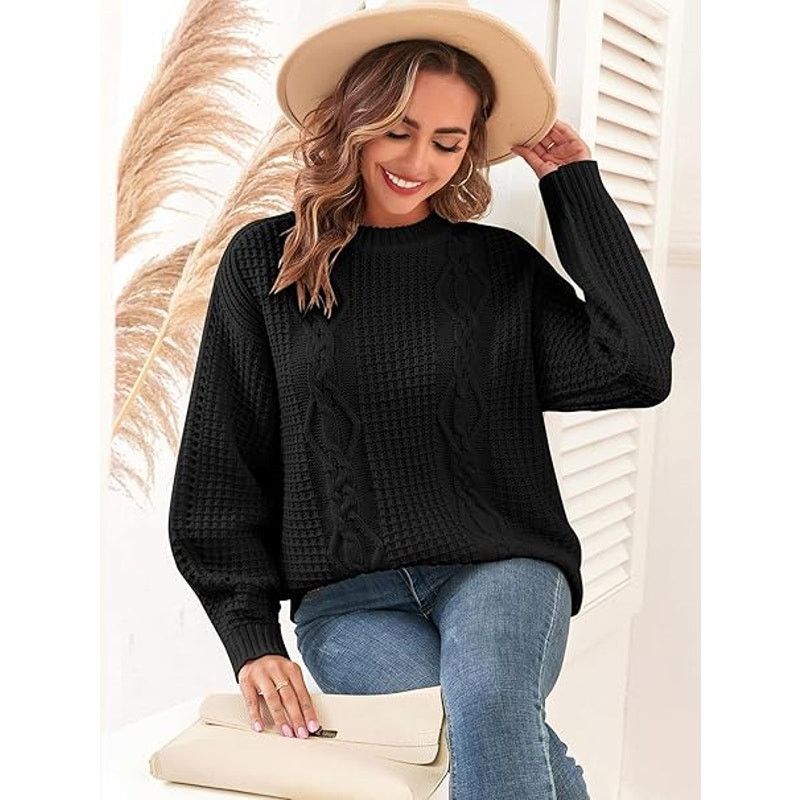 ZAFUL Womens Sweater Cable Knit Oversized Sweaters Crewneck Long Size L / US 10 / IT 46 - 3 Thumbnail