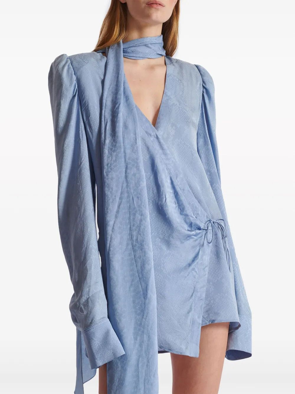 Balmain o1y0525 Silk Mini Dress in Light Blue Size M / US 6-8 / IT 42-44 - 2 Thumbnail