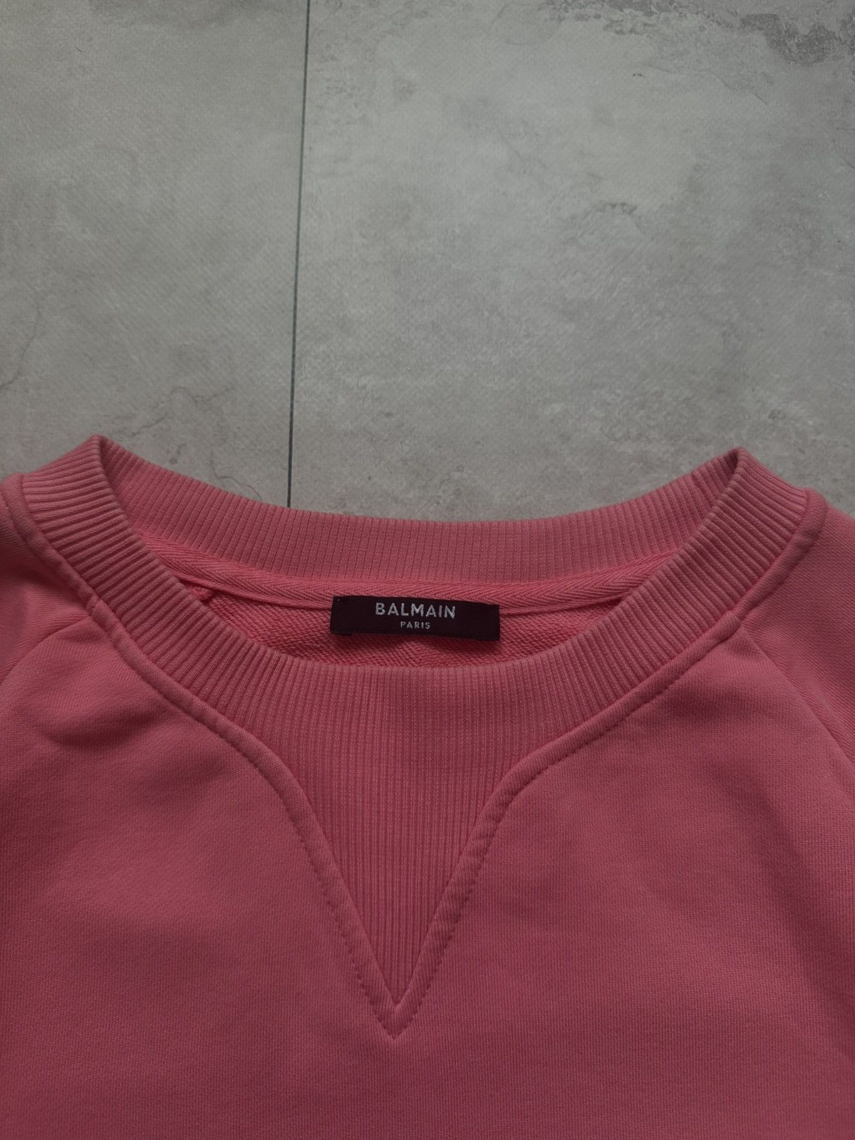 Balmain Balmain Paris Pink Crewneck Mini Logo Pullover Sweatshirt L Size US L / EU 52-54 / 3 - 5 Thumbnail