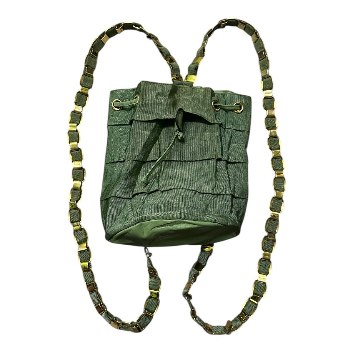 Salvatore Ferragamo Salvatore Ferragamo green ruffle canvas bucket backpack Size ONE SIZE - 9 Thumbnail