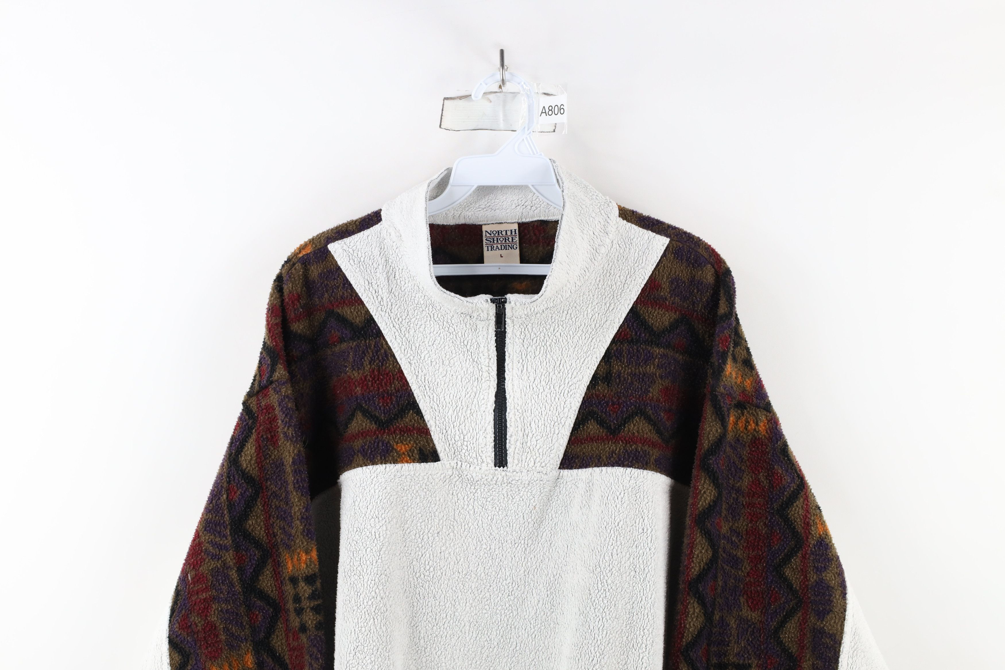 Vintage Vintage 90s Streetwear Southwestern Half Zip Fleece Sweater Size US L / EU 52-54 / 3 - 2 Thumbnail