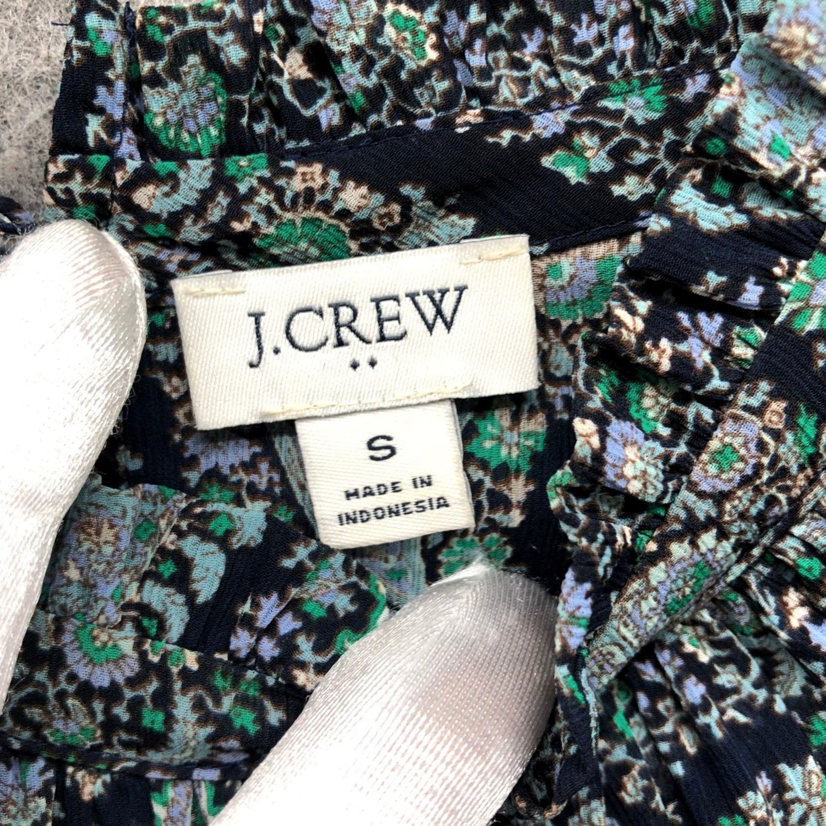 J.Crew VINTAGE J. Crew Blouse Shirt Paisley Print Chiffon Teal Green Womens S Long Sleeve Mock Neck BPMS Size S / US 4 / IT 40 - 3 Thumbnail