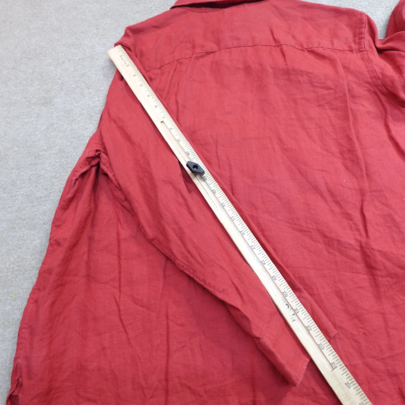 Ralph Lauren Lauren Ralph Lauren Shirt 2X Red 100% Linen Solid Button-Up Collared Long Sleeve Women Plus Size Size XXL / US 16-18 / IT 52-54 - 6 Thumbnail