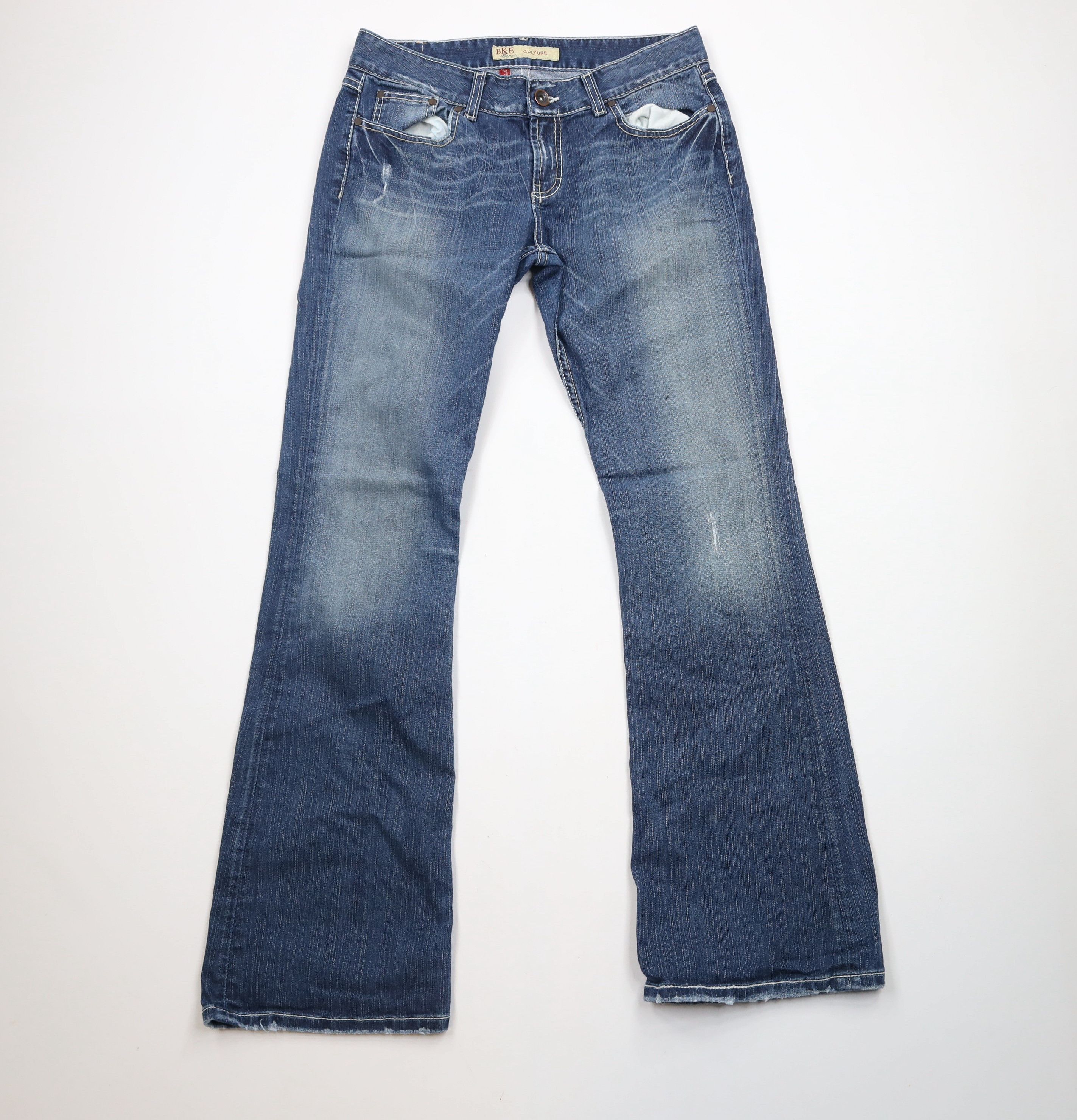 Vintage Buckle BKE Thick Stitch Stretch Culture Wide Leg Denim Jeans Size 32" / US 10 / IT 46 - 1 Thumbnail