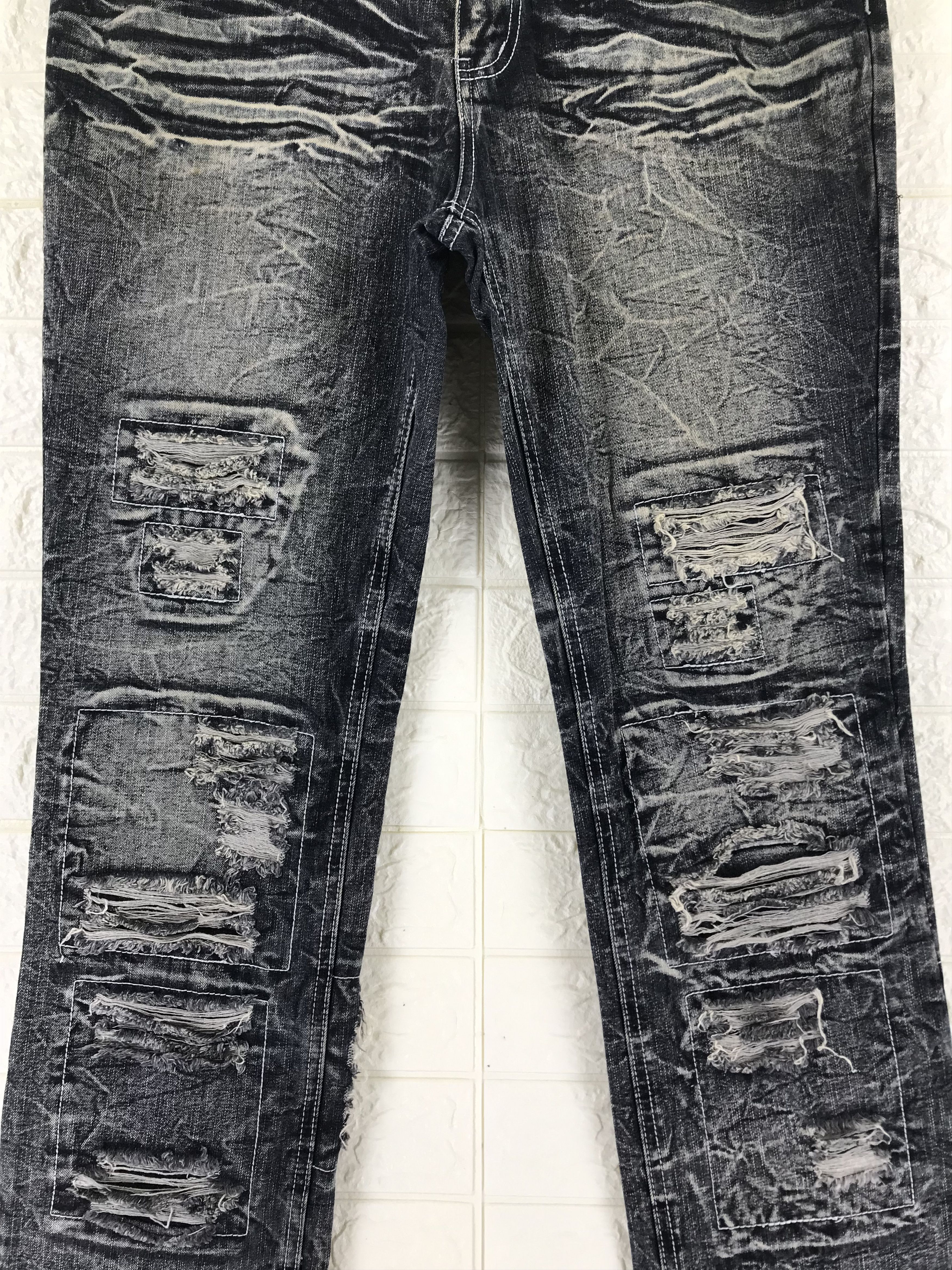 LOWBOX Lowbox Japan Claw Mark Distressed Faded Black Jeans Size US 34 / EU 50 - 3 Thumbnail