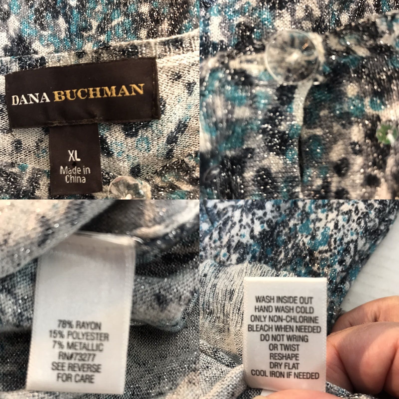 Vintage Dana Buchman Cardigan Womens Size XL Sequin Button Full Multi Donna Size XL / US 12-14 / IT 48-50 - 8 Thumbnail