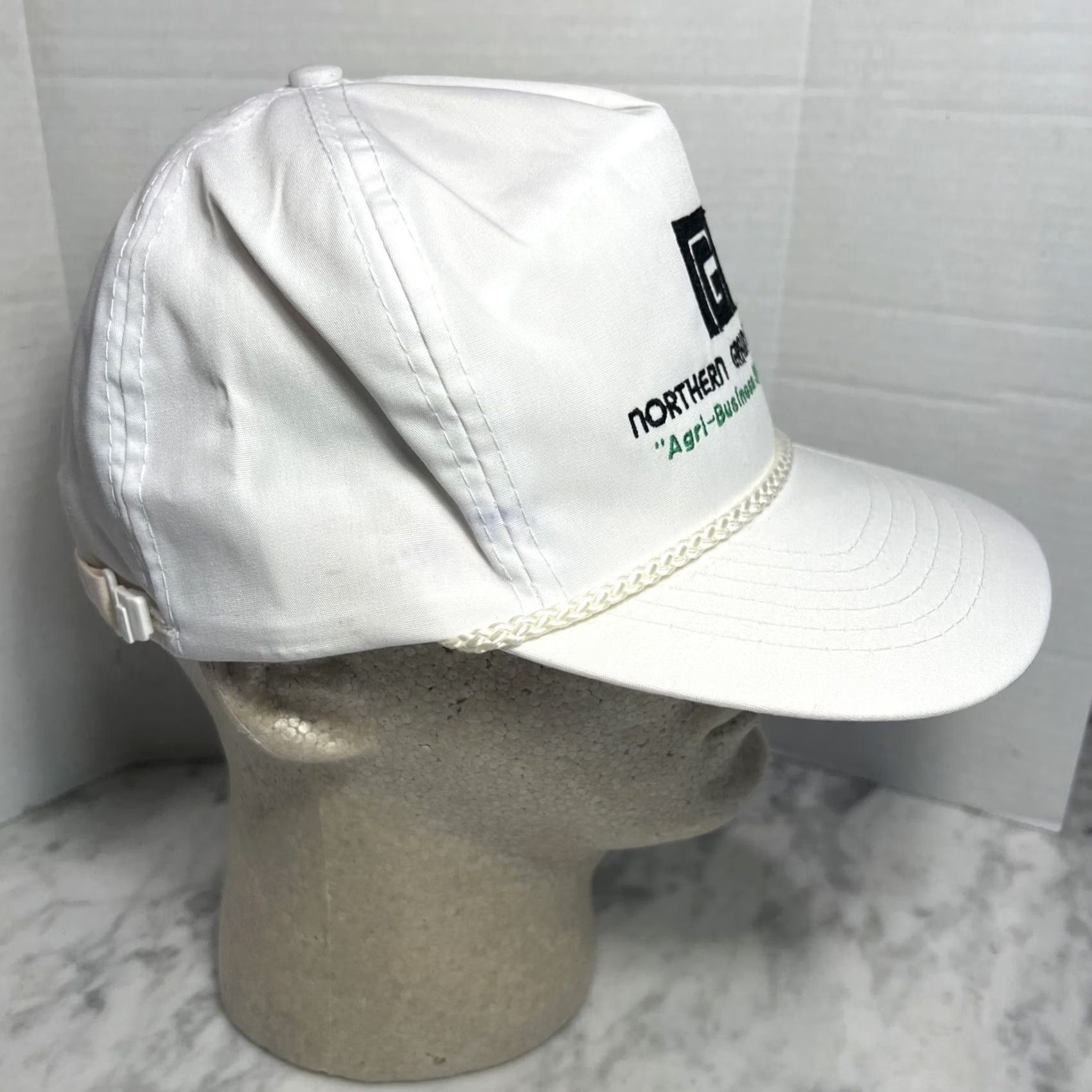 Vintage VINTAGE Northern Grain Company Otto Strapback Hat White Agri Business Specialists Rope Mens Size ONE SIZE - 4 Thumbnail