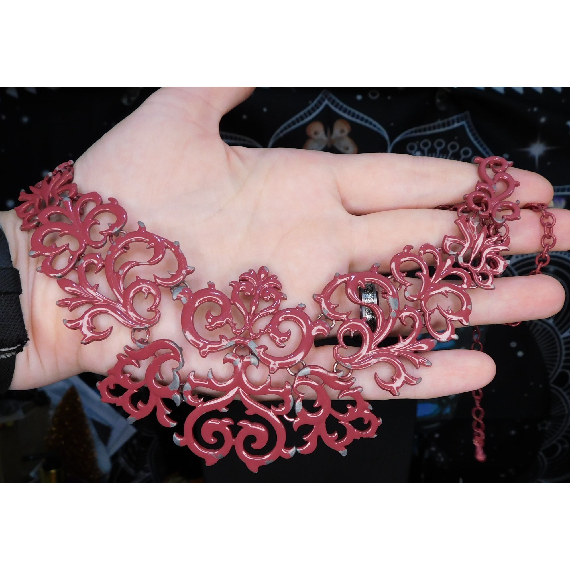 Other Painted Victorian Style Filigree Statement Necklace Size ONE SIZE - 2 Thumbnail