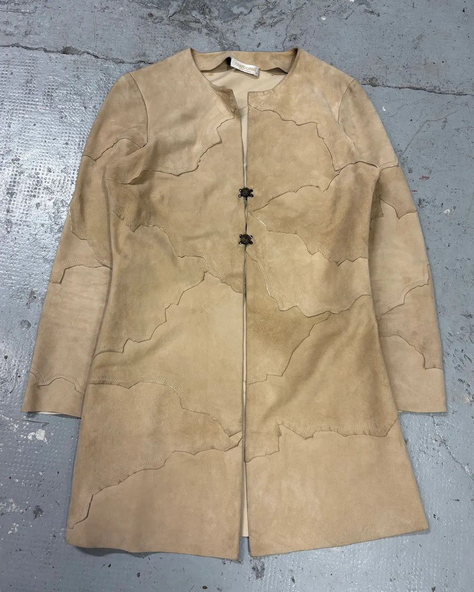 Roberto Cavalli 2000s Roberto Cavalli Patchwork Leaves Beige Leather Jacket Size M / US 6-8 / IT 42-44 - 1 Thumbnail